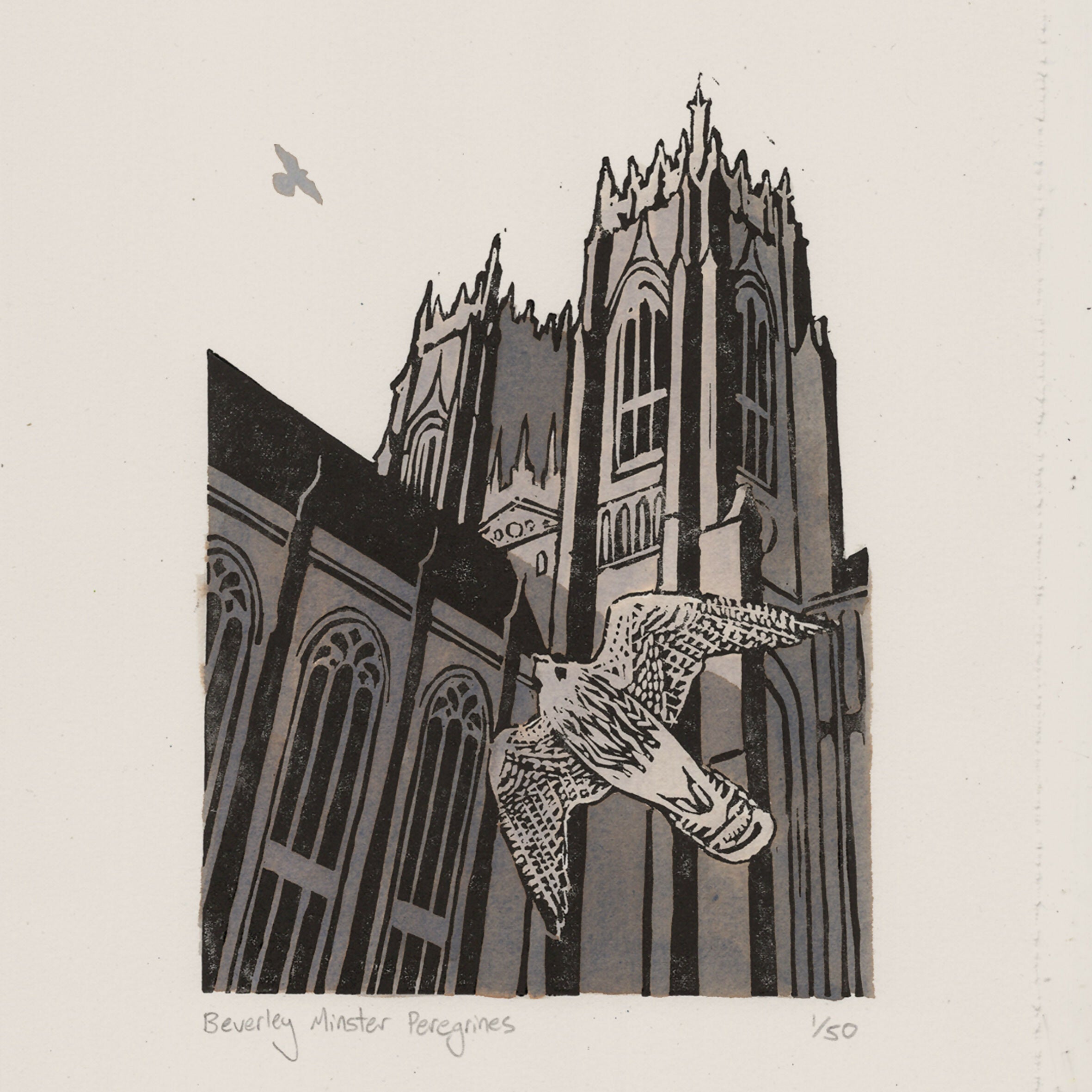 Beverley Minster Peregrines - Linocut Print