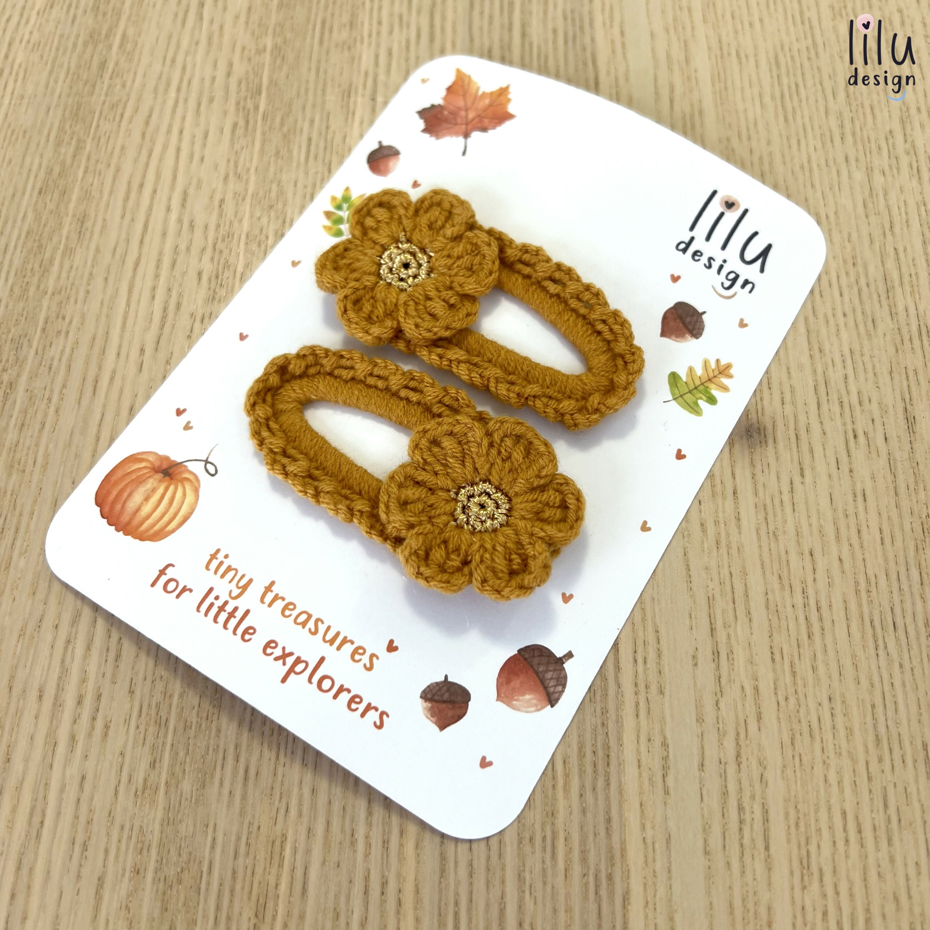 Crochet Hair Clip Set - Cosmos Flower