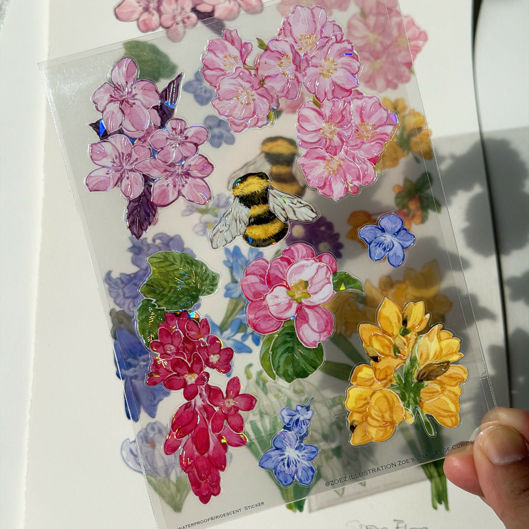 A6 transparent waterproof iridescent wildlife sticker sheet