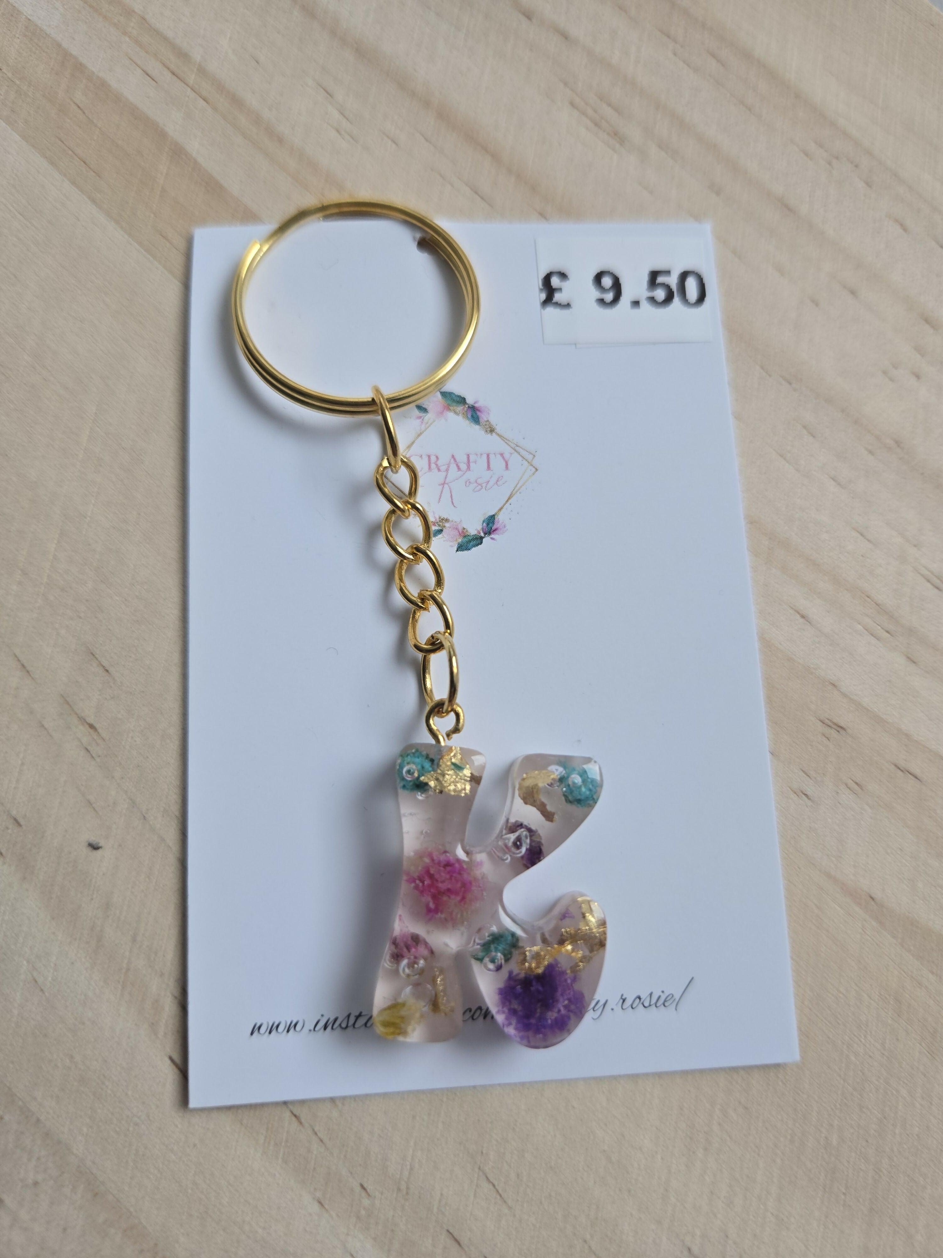 Real Dried Gypsophila Flowers & Gold Flakes Key Chain