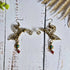 Handmade Butterfly Earrings; Intricate Wire Art With Turquoise, Moonstone & Rubellite Crystals
