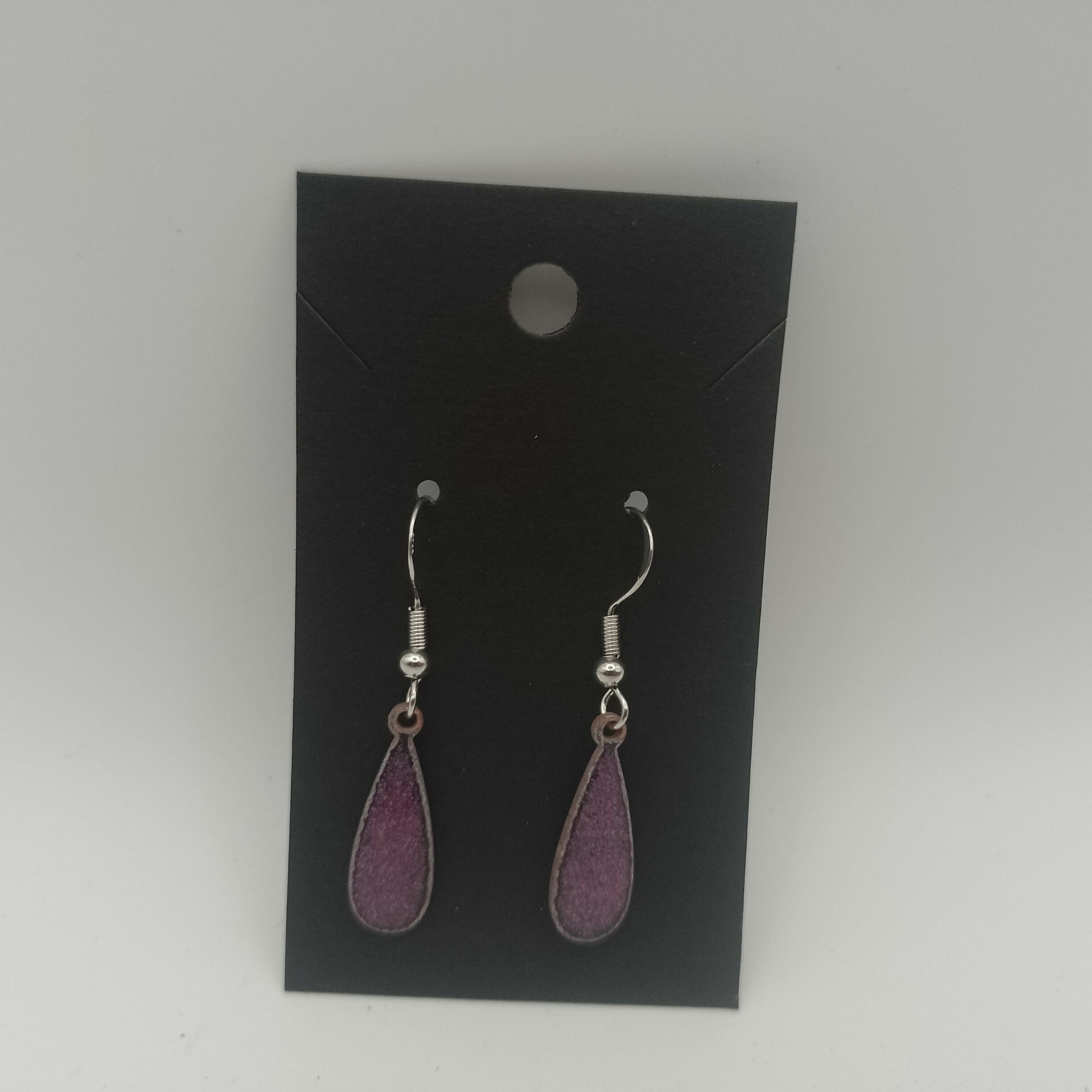 Purple Enamel Drop Earrings