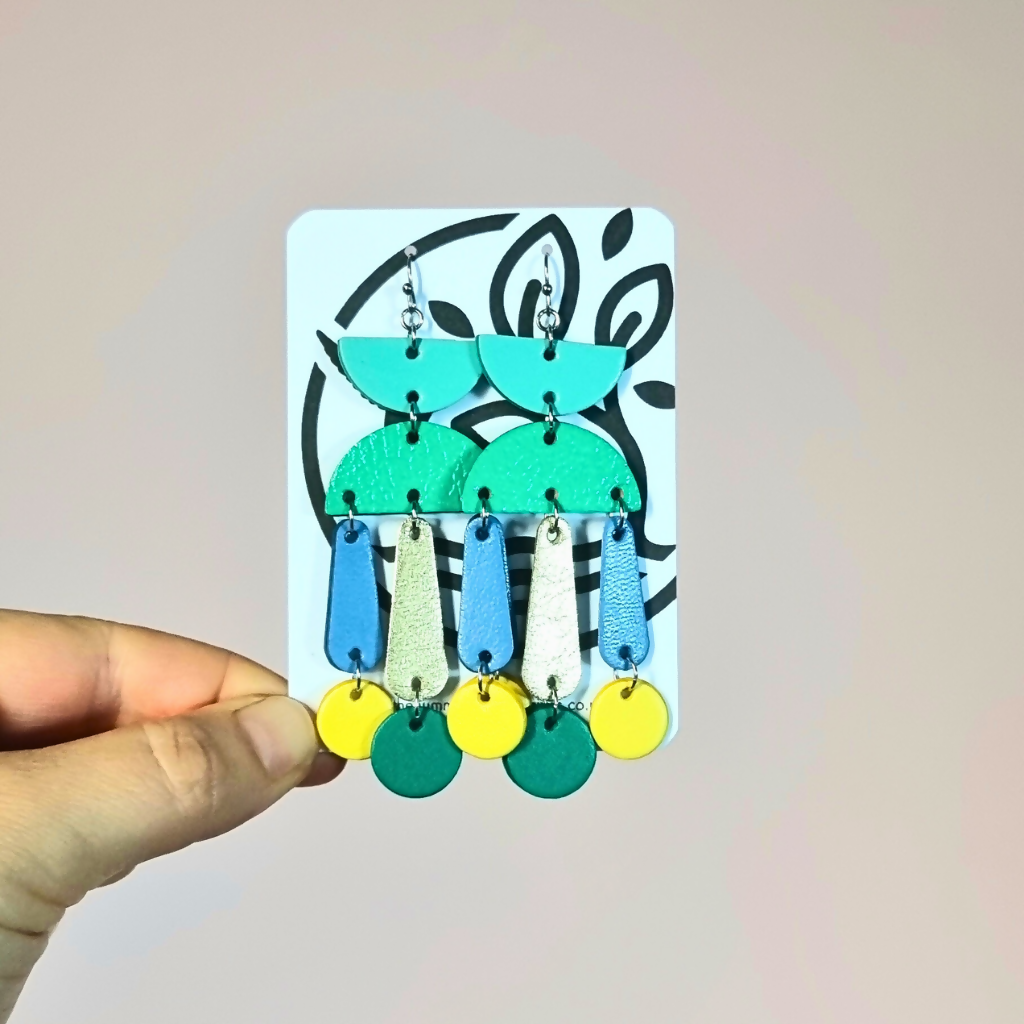 Blue and Turquoise Large Dangly Earrings