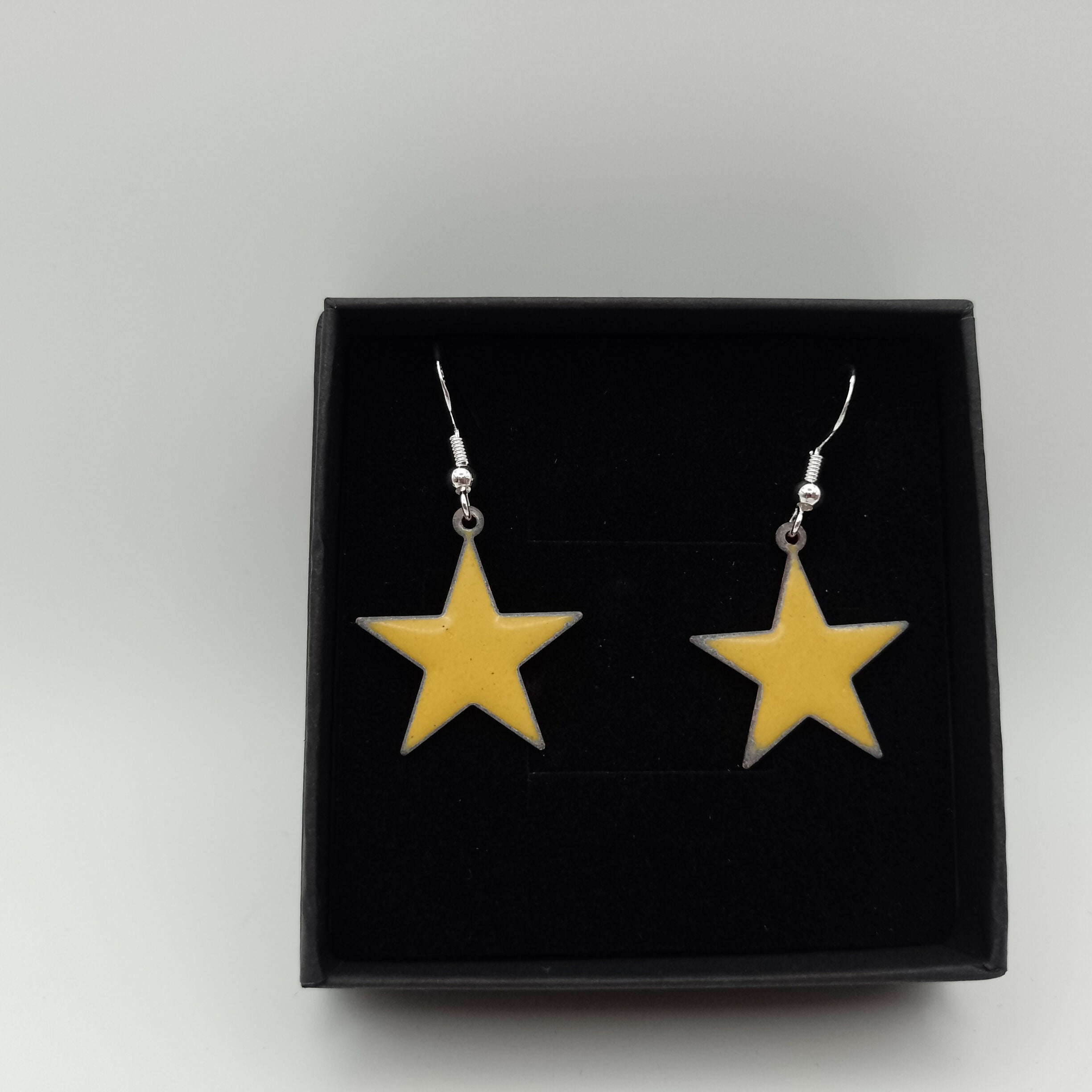 Yellow Enamel Star Earrings