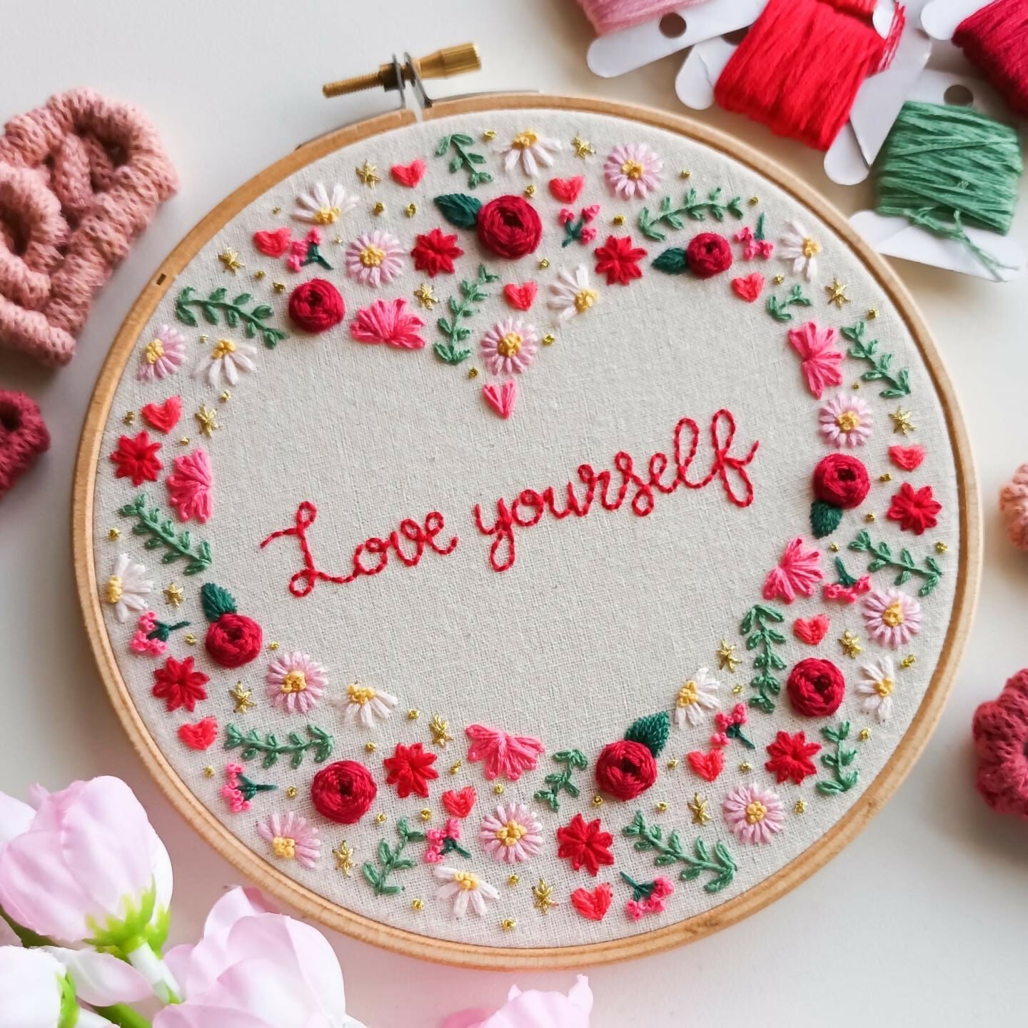 Preprinted Embroidery Pattern For Beginners - Love Yourself