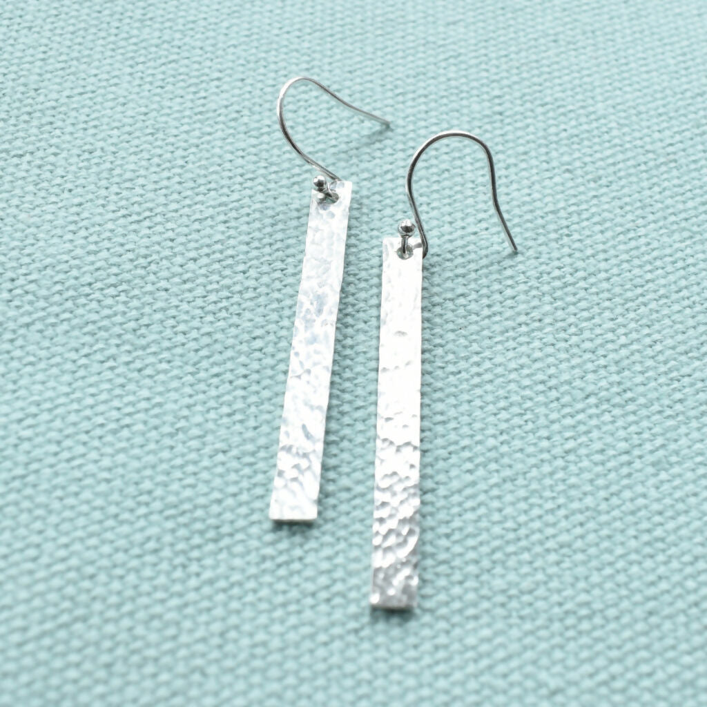 Sterling Silver Textured Drop Earrings