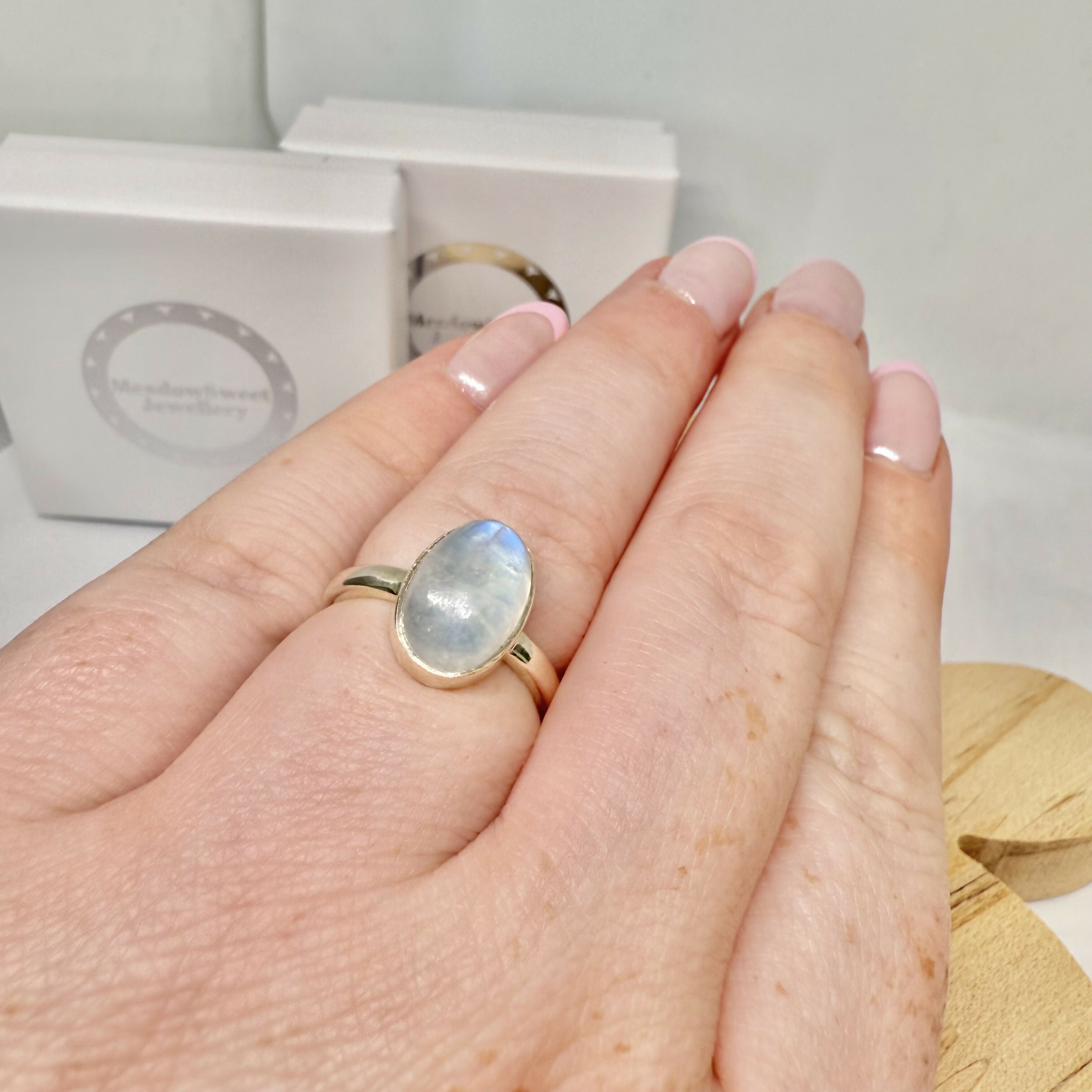 BLUE MOONSTONE RING SIZE N 1/2