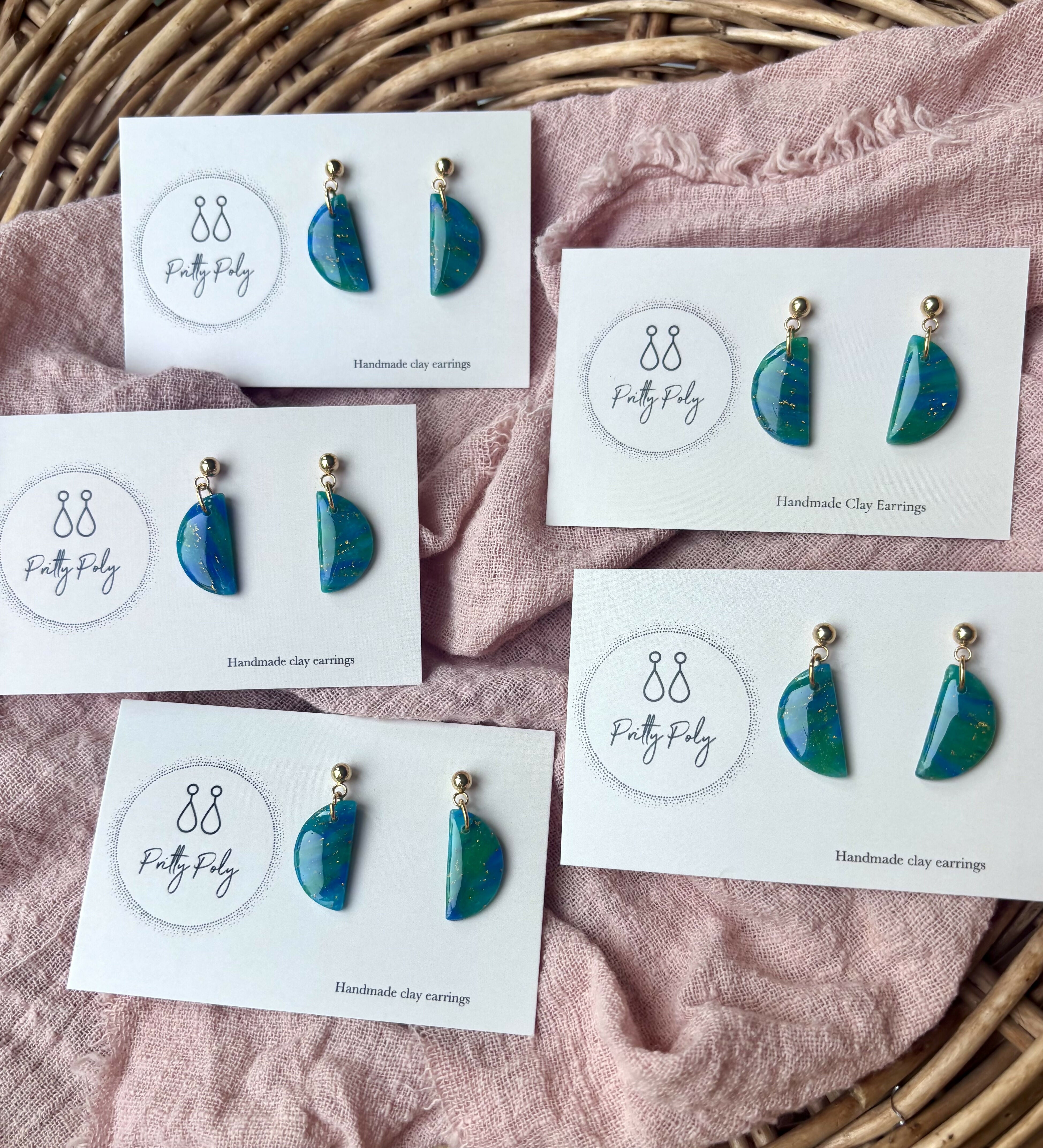 Ocean Dream Collection - Small Semi Circle Polymer Clay Earrings