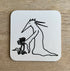 Figure With Plants Coaster – Pen And Ink Design