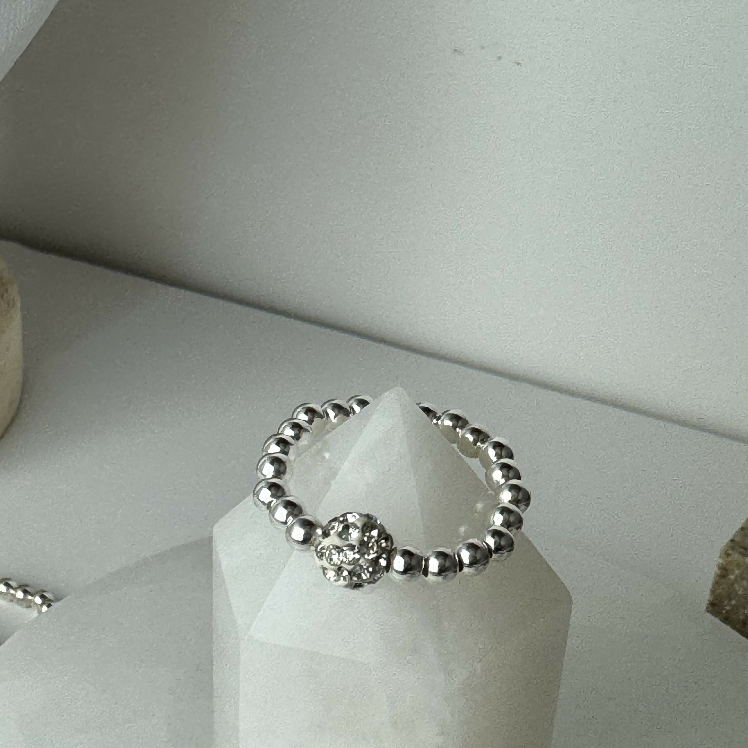 Sterling Silver Stretch Gemstone Beaded Ring