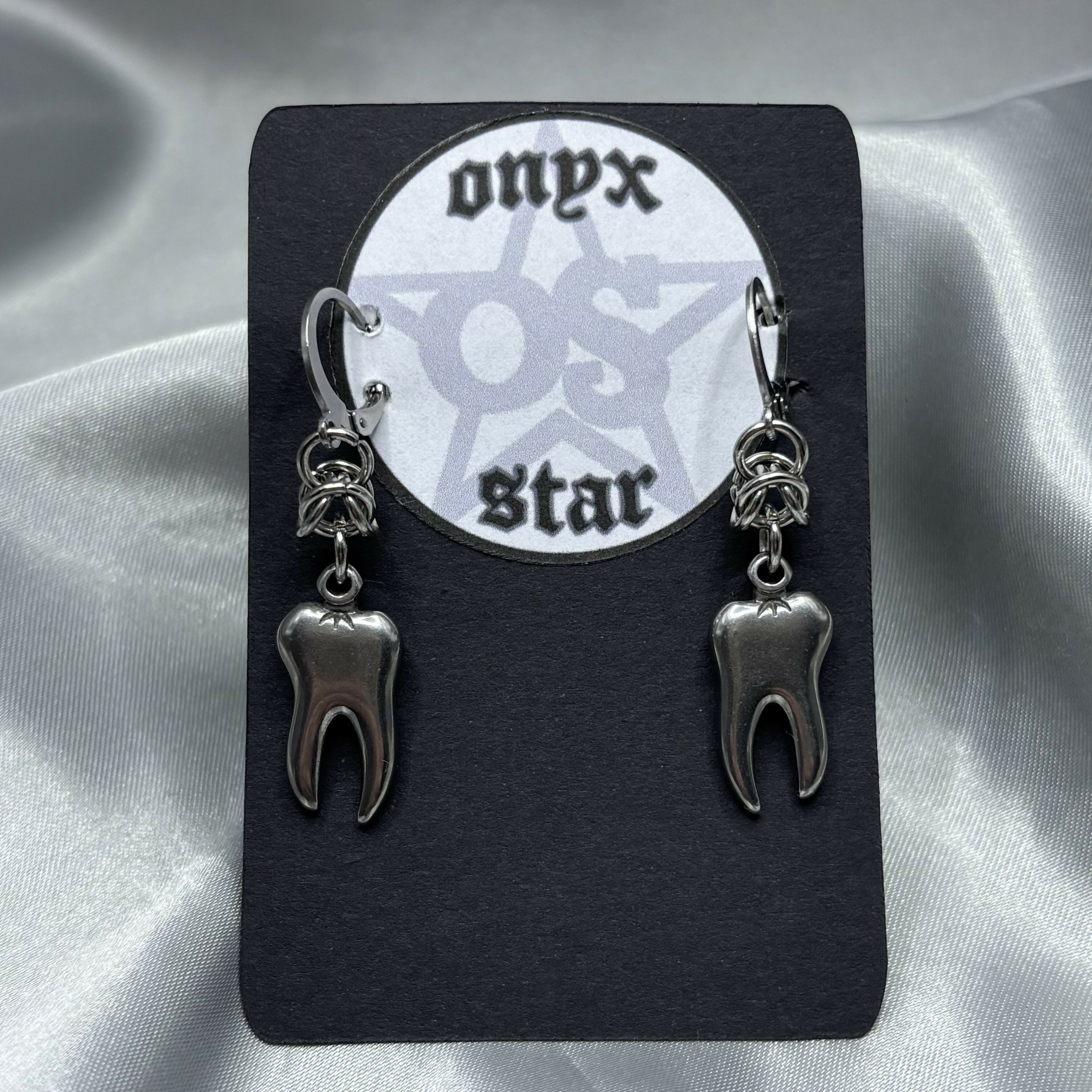 Tooth Chainmail Hoop Earrings