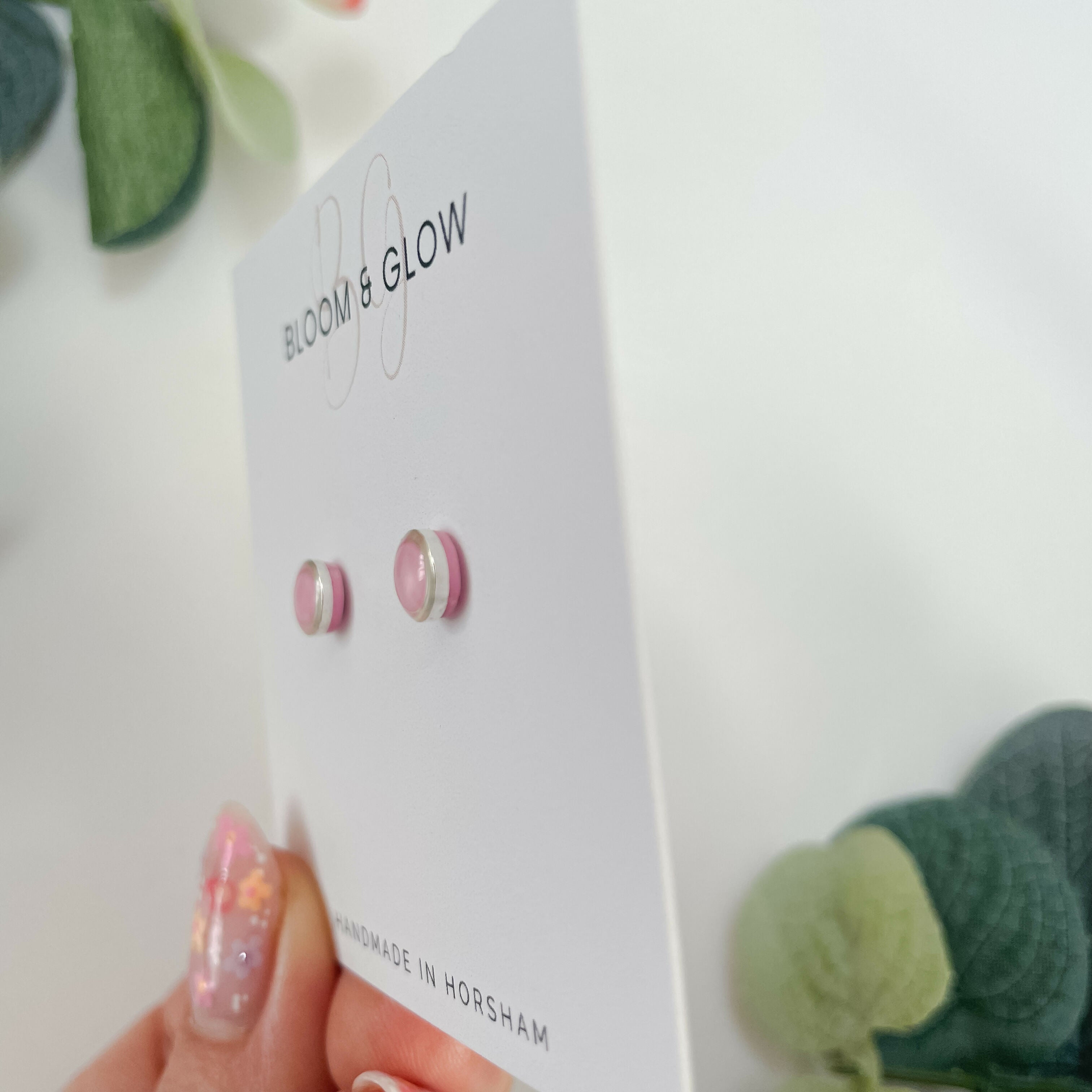 Pastel Circle Stud Earrings with Gold Edging | Art & Soul