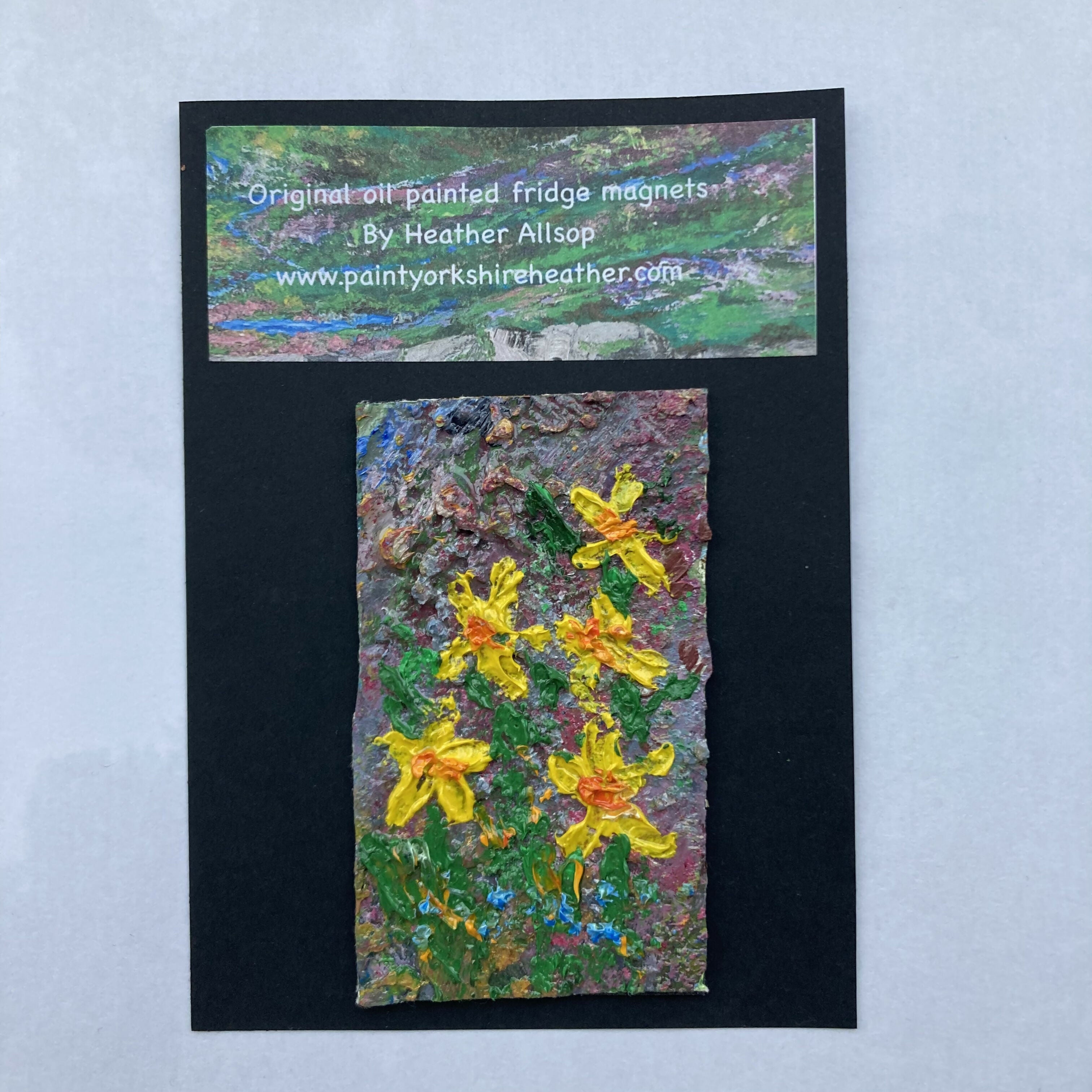 Daffodils Original Oil Painting Mini Canvas Fridge Magnet