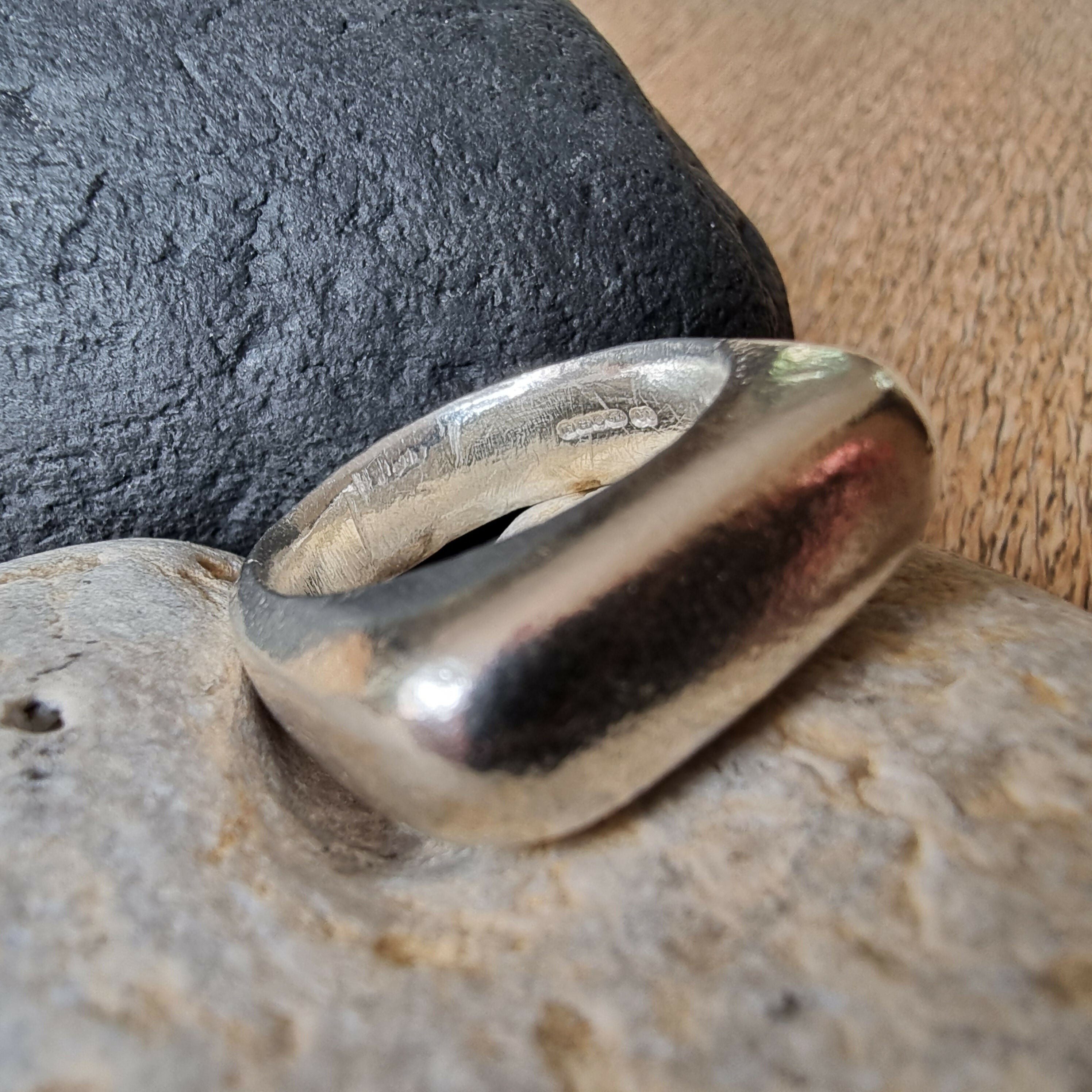 Chunky Sterling Silver Lozenge shaped Signet ring Size R