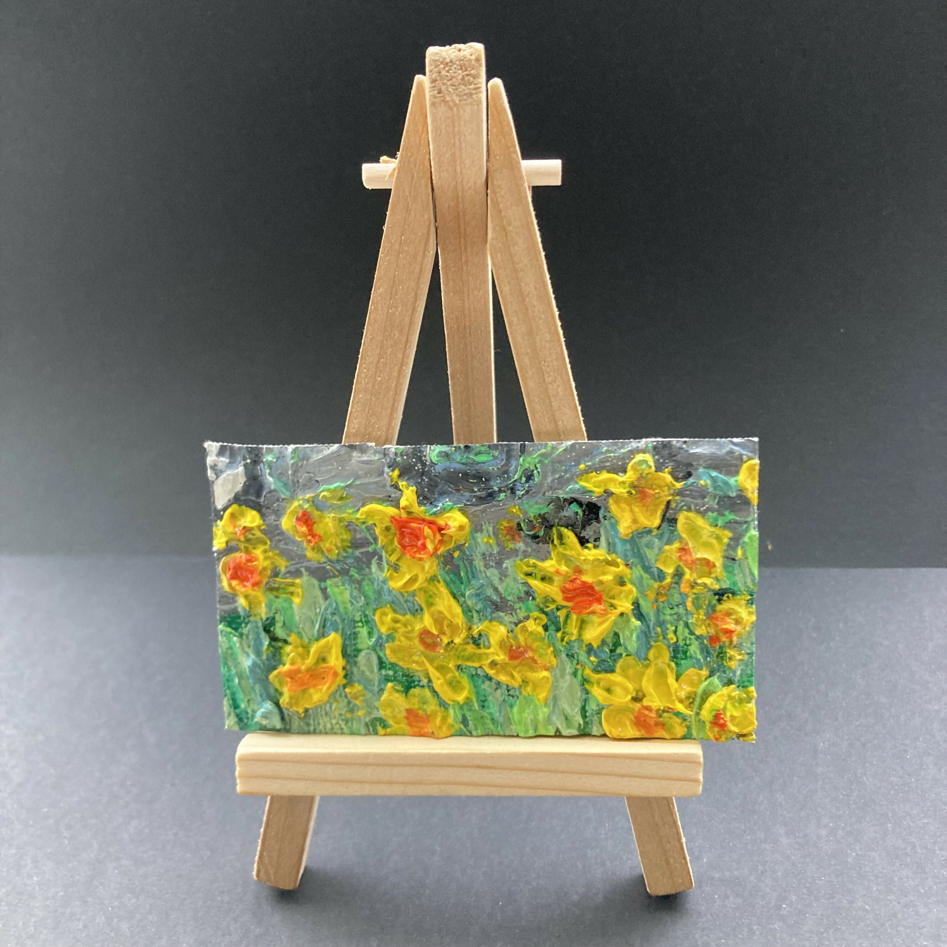 Daffodils By Wall Mini Oil Painting Fridge Magnet