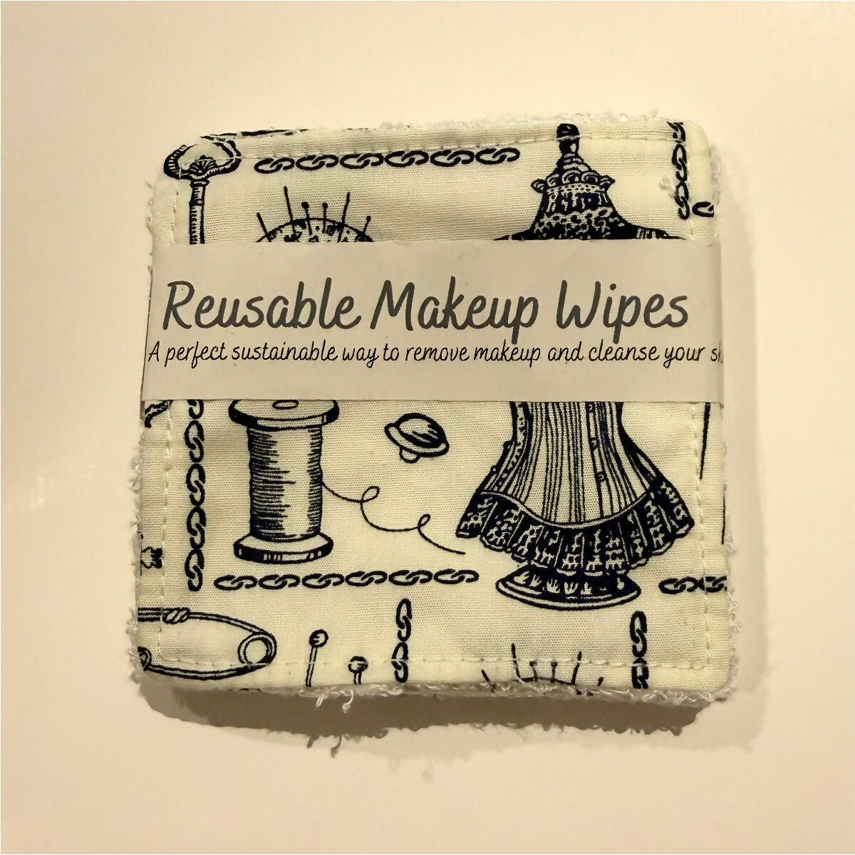 Cream Sewing Seamstress Reusable Makeup Wipes