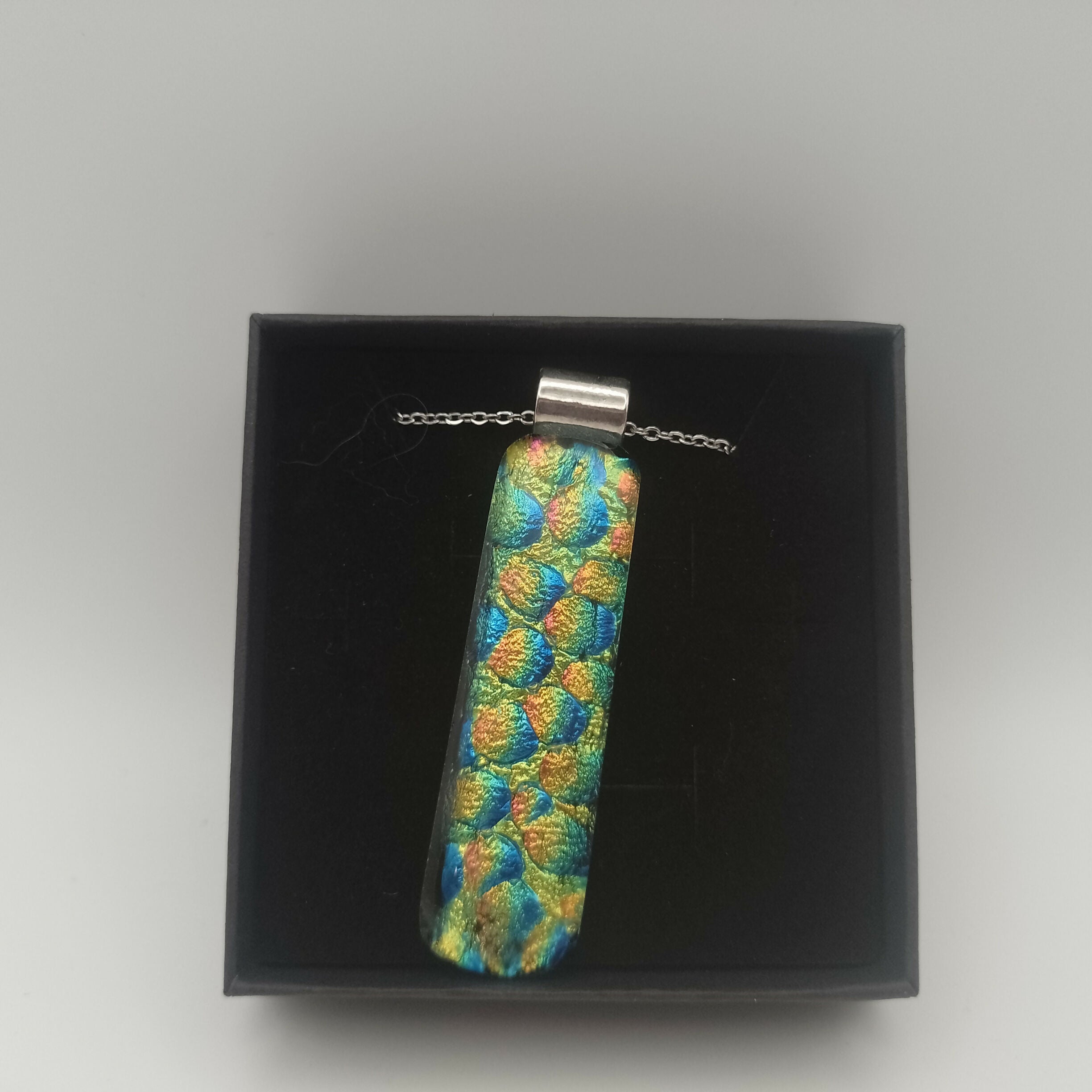 Green, Blue and Gold Dichroic Glass Pendant
