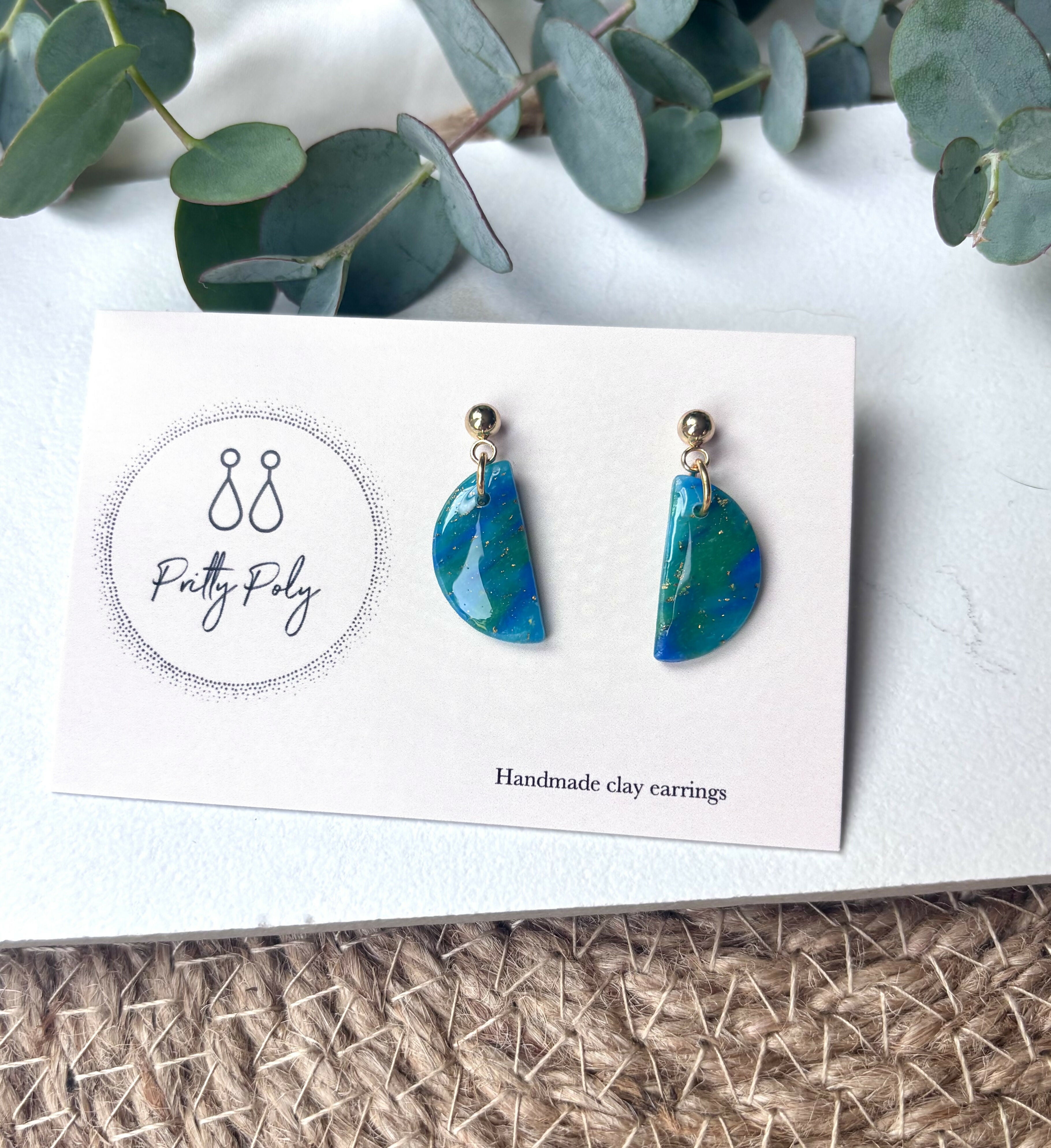 Ocean Dream Collection - Small Semi Circle Polymer Clay Earrings