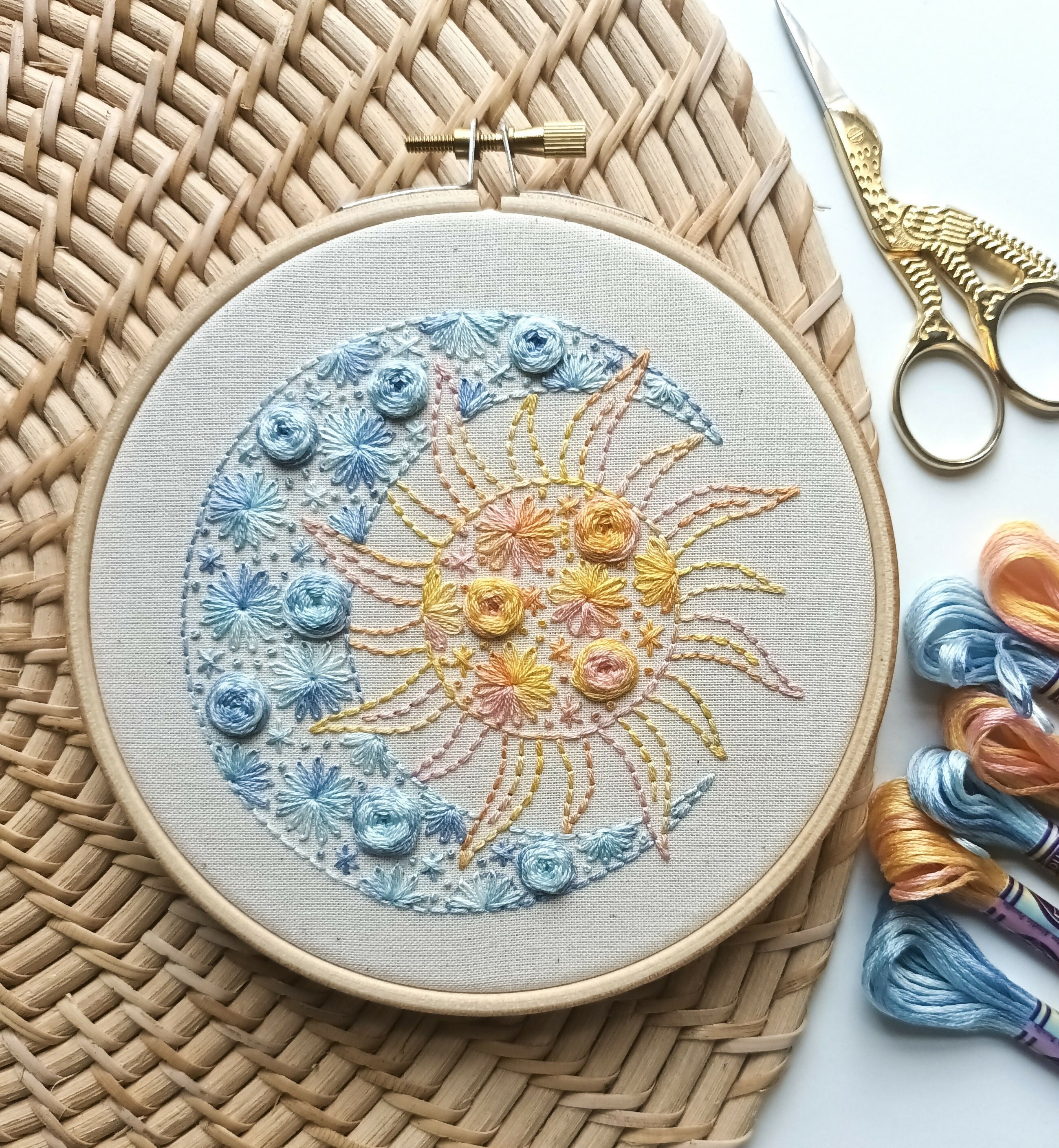 DIY Embroidery Kit For Beginners - Sun And Moon