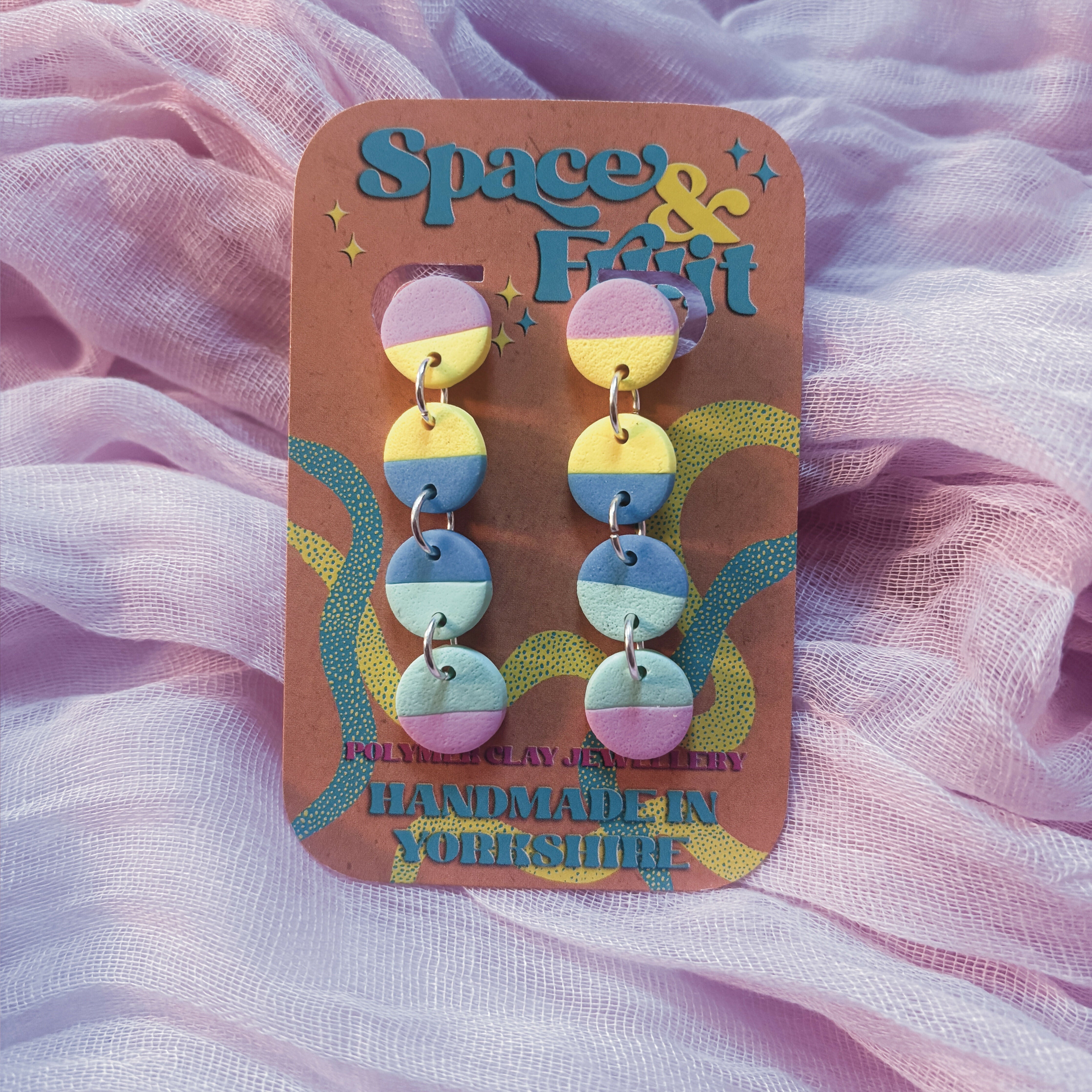 Rainbow Tiered Polymer Clay Earrings