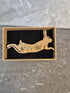 Handcrafted Cherry Veneered Leaping Hare Pin