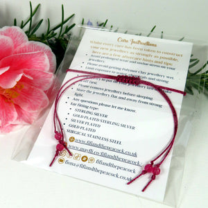 Dainty Bouquet Wire & Macrame Bracelet, Dyed Red Sea Bamboo & Crystal Magic Wine Seed Beads, Gold Plated Wire, Red Cord