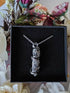 Labradorite Wire Wrapped Crystal Point Necklace on Sterling Silver Chain