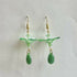 Lotus Flower Green Earrings Glass Teardrop