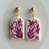 Pink Floral Pattern Clay Earrings