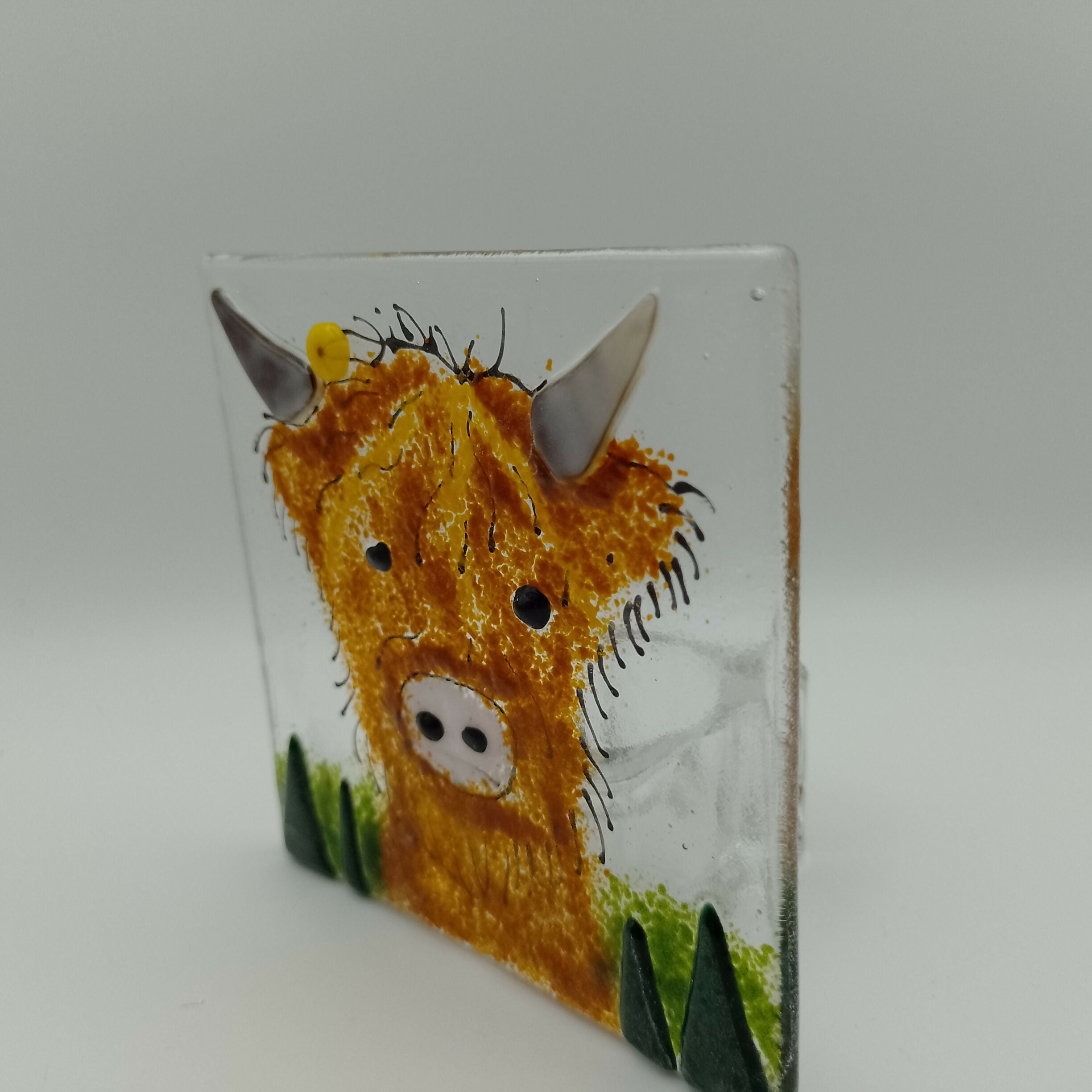 Fused Glass Highland Cow Tealight