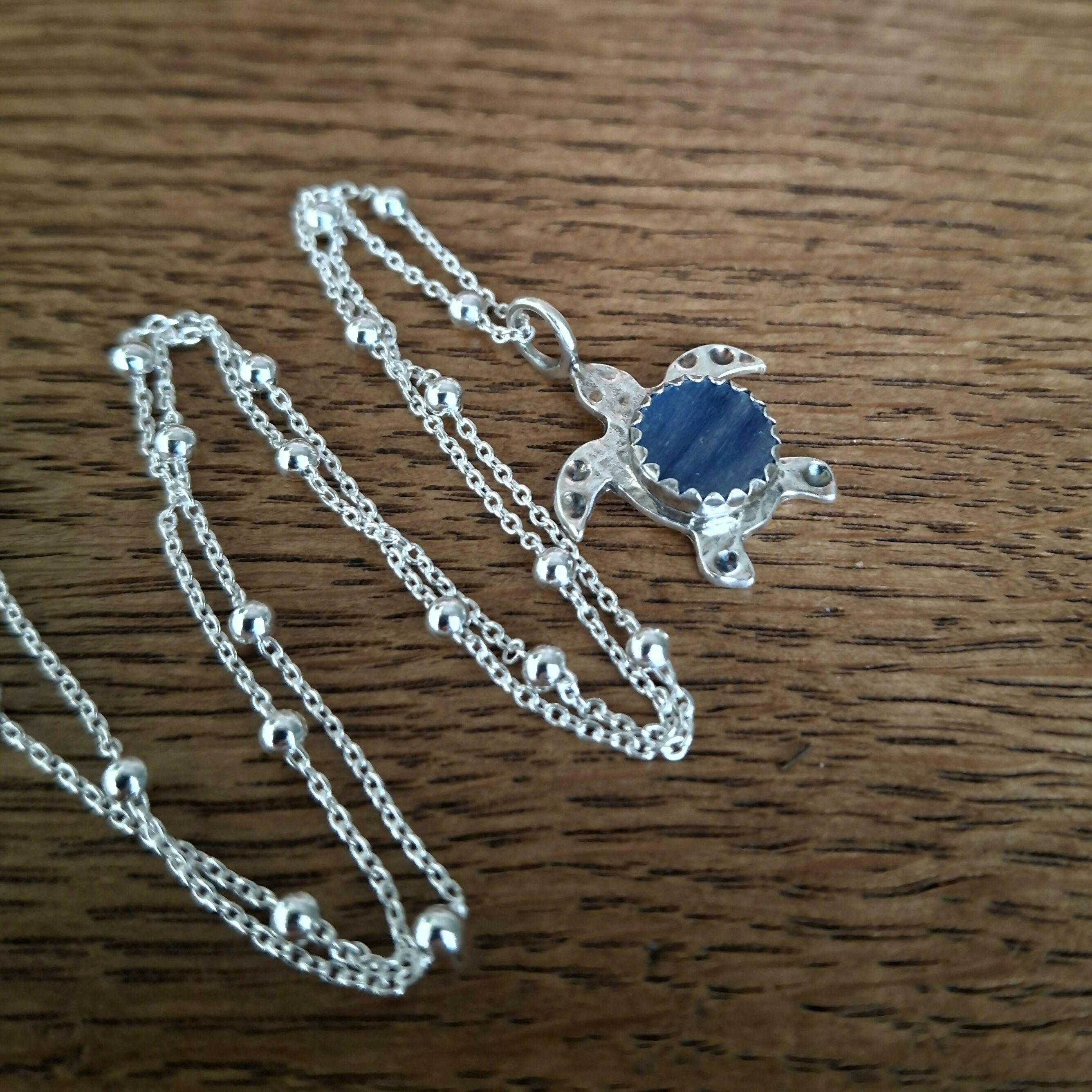Handmade Sea Turtle Necklace With Kyanite