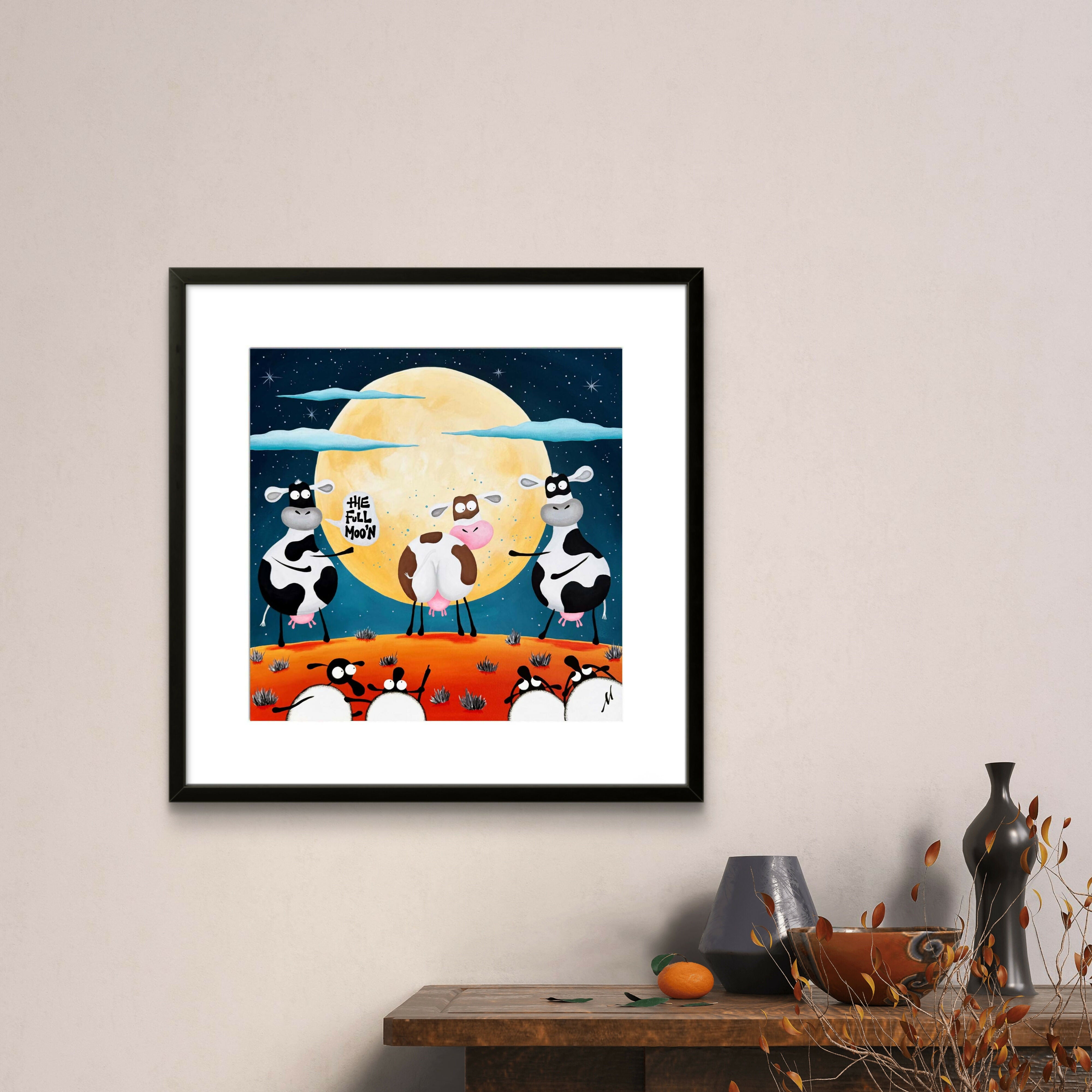 The Full Moo’n - 16” Framed Limited Edition Print