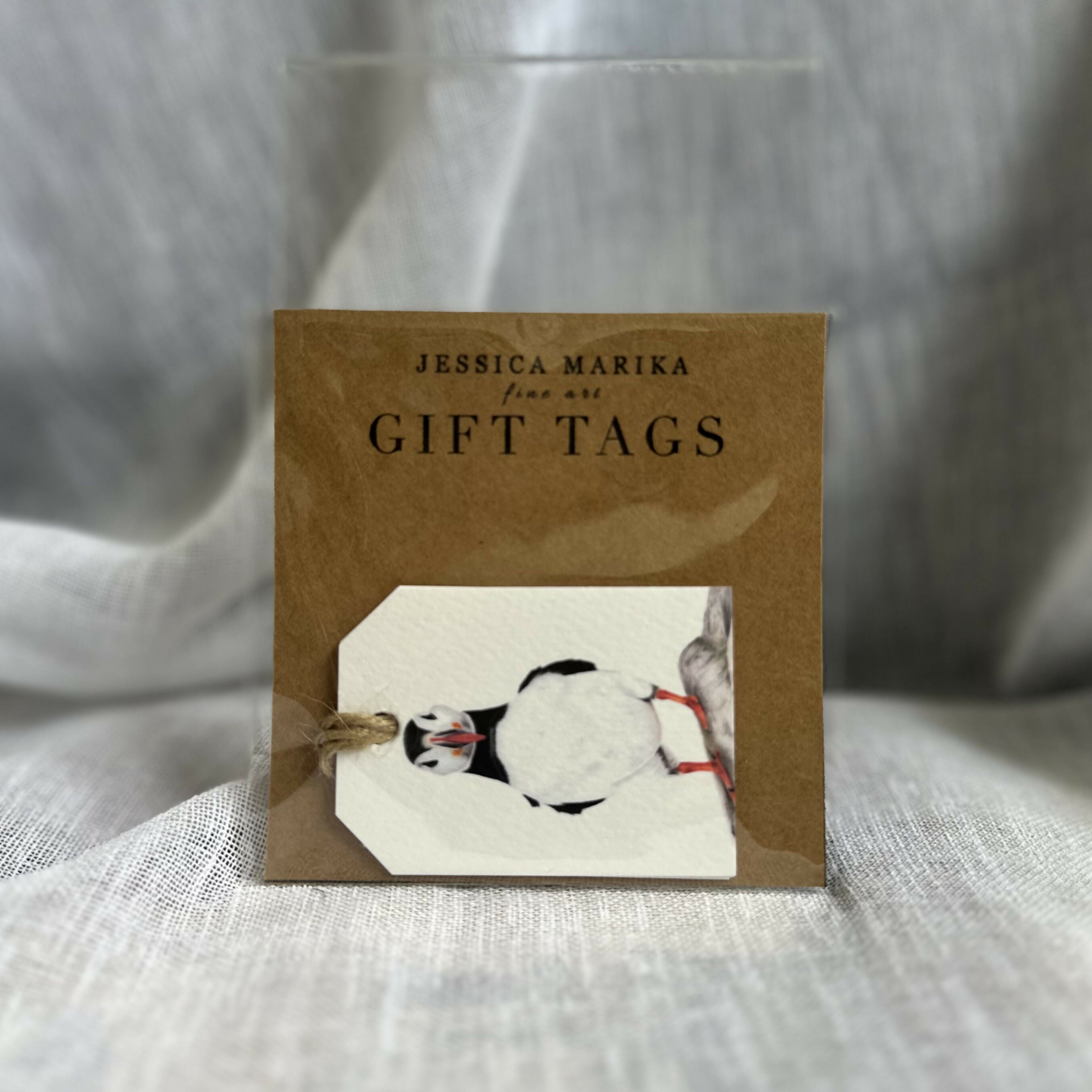 Puffin Gift Tags – Set of 4 Tags – Coastal Bird Illustration – Seaside Gift – Handmade