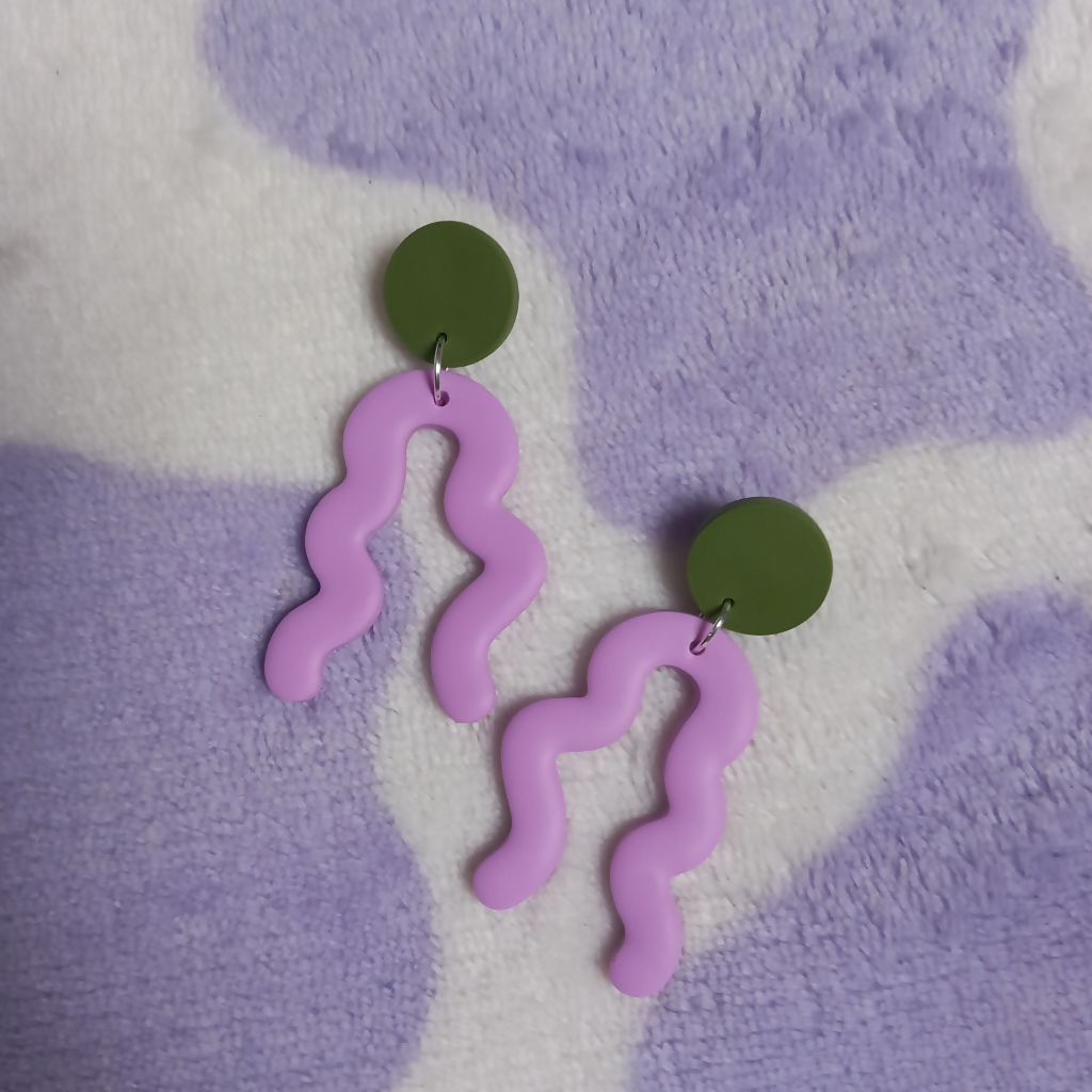 Polymer Clay Squiggle Dangle Earrings