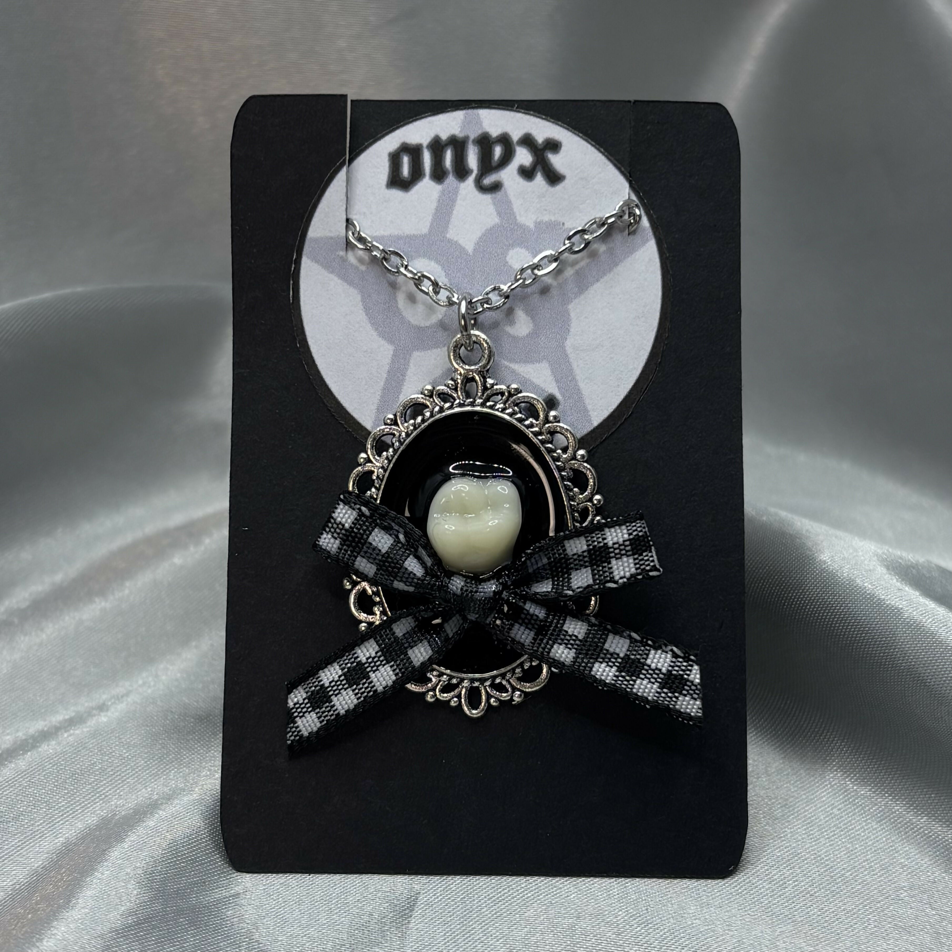 Tooth Black Bow Necklace