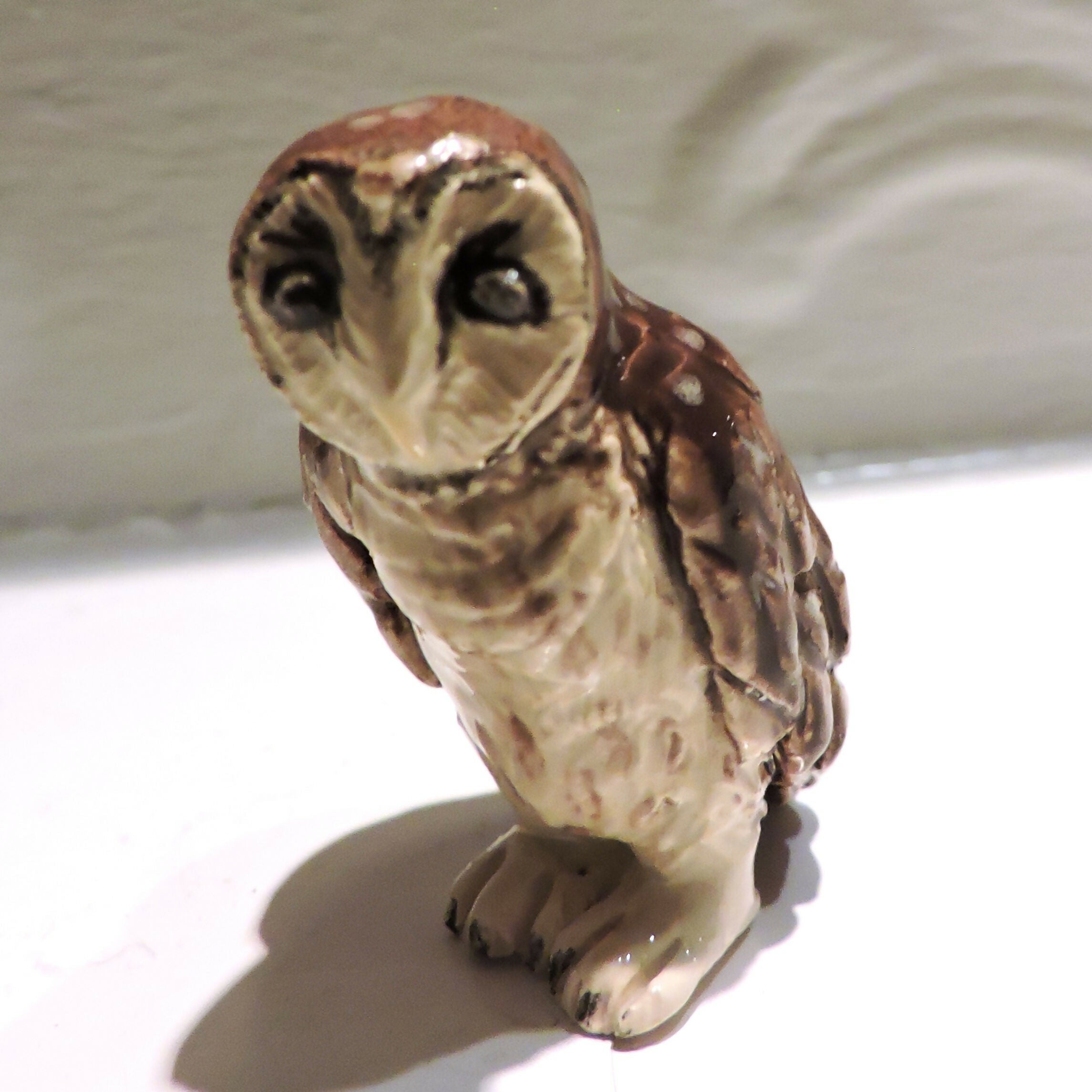 Ceramic Spotted owl sculpture - Hooty