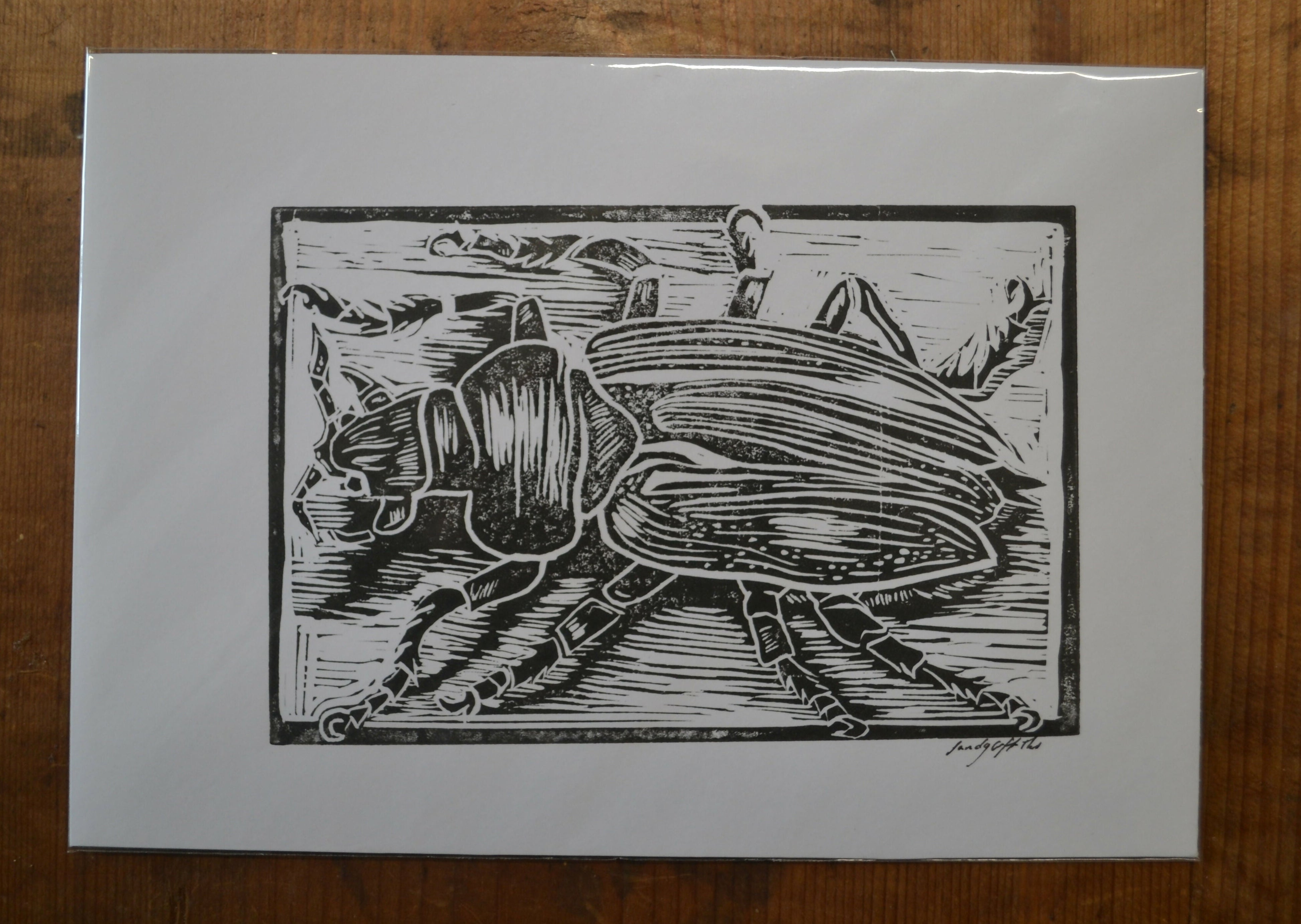 Beetle Lino Print