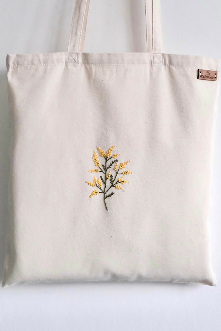 Hand Embroidered Mimosa Tote