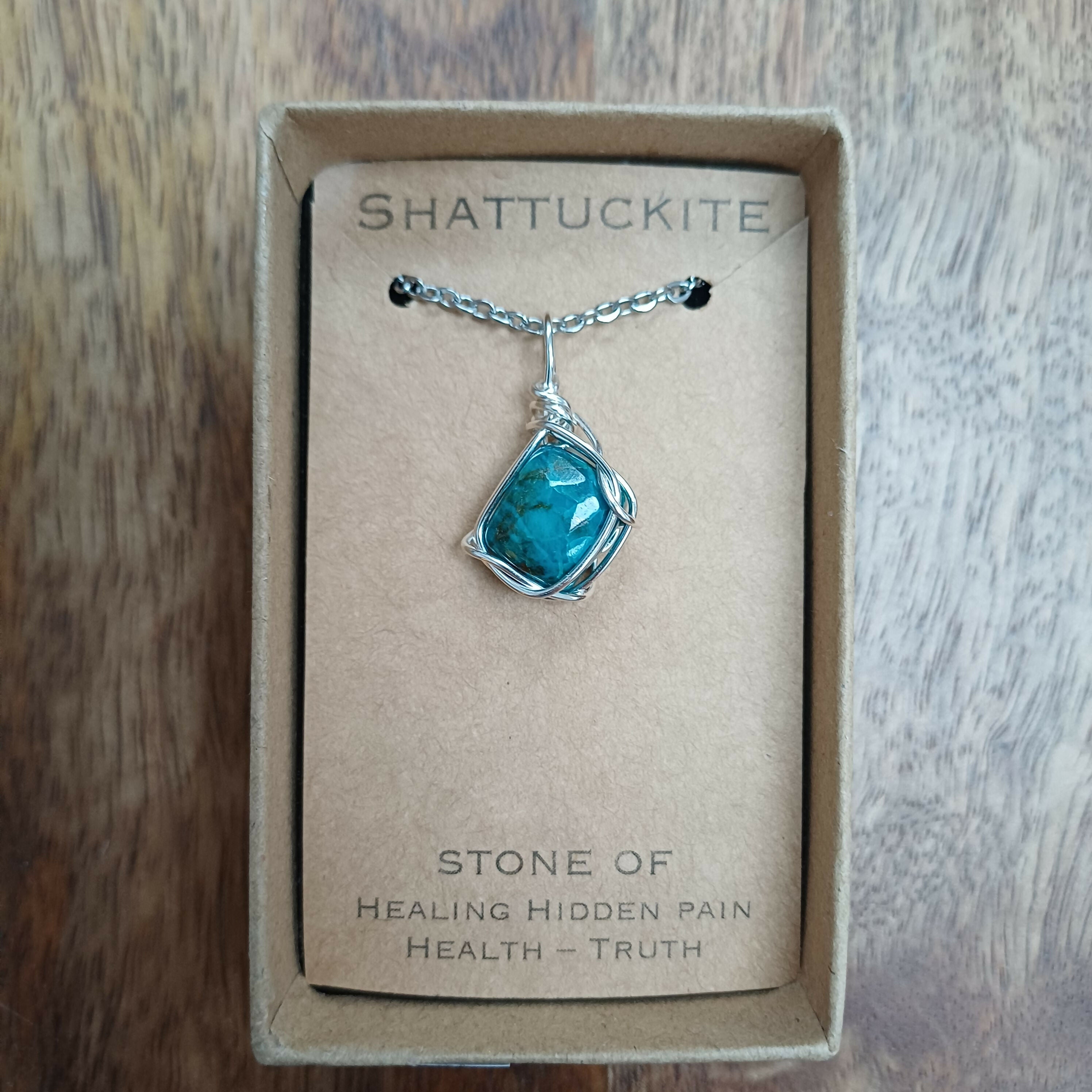 Shattuckite Wire Wrapped Pendant
