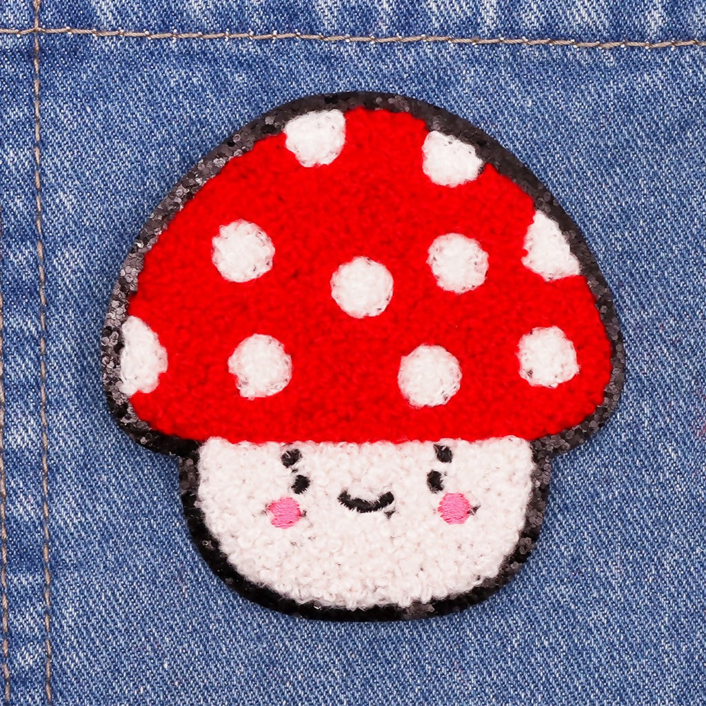 Kawaii Mushroom Chenille Iron-On Patch