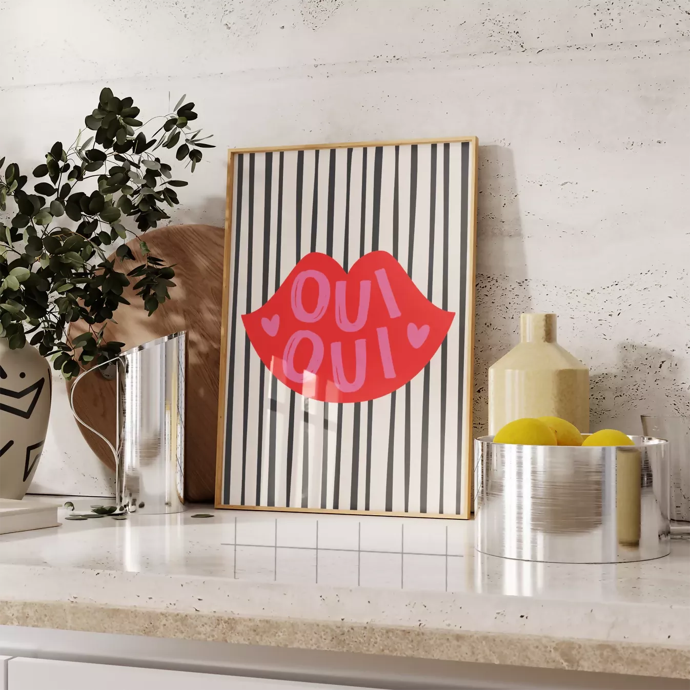 OUI OUI LIPS WALL ART PRINT