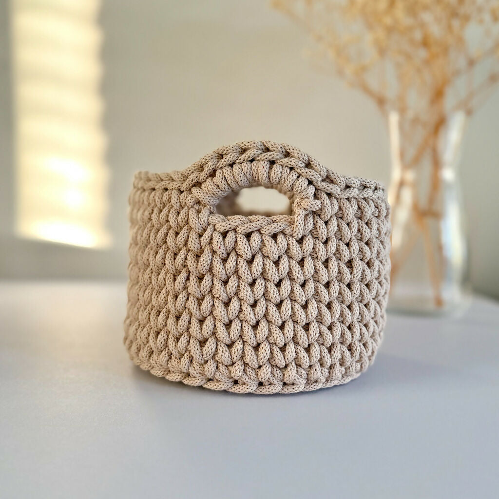 Crochet Boho Style Basket with Handle