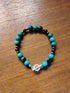 Tibetan Silver Toggle Catch Bracelet with Chrysocolla, Copper Hematite & Navy Goldstone.