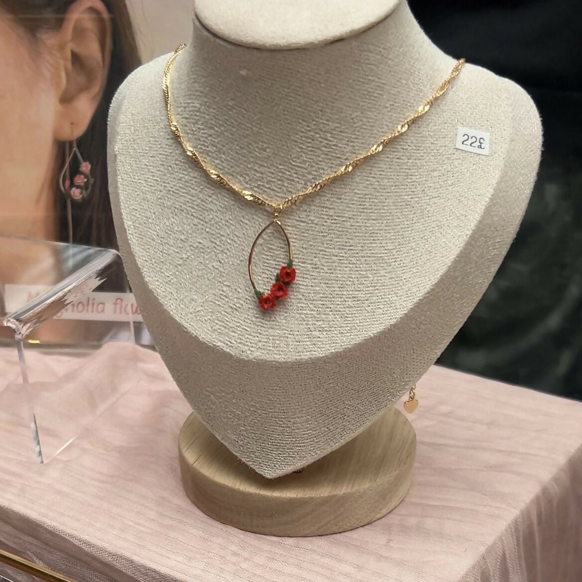 Red Poppy Flowers Necklace