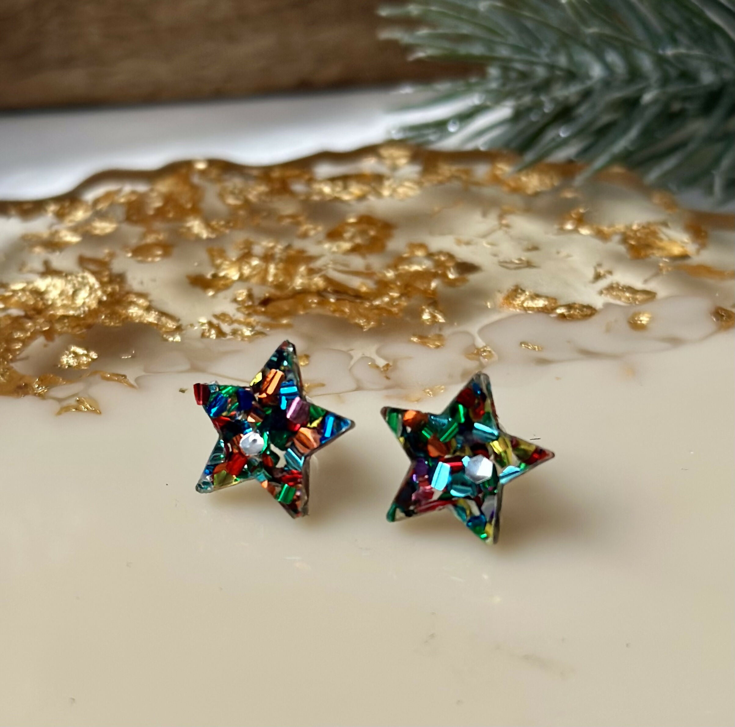 CELESTIAL, GLiTTERY, MOON AND STAR STUDS