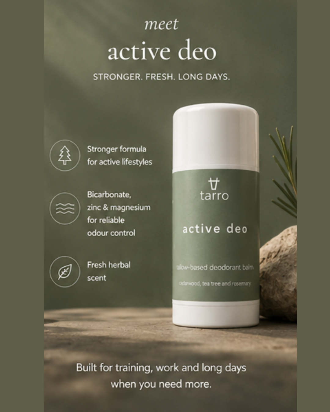 Field Active Deodorant — Natural Deodorant Balm with Cedarwood, Rosemary & Tea Tree