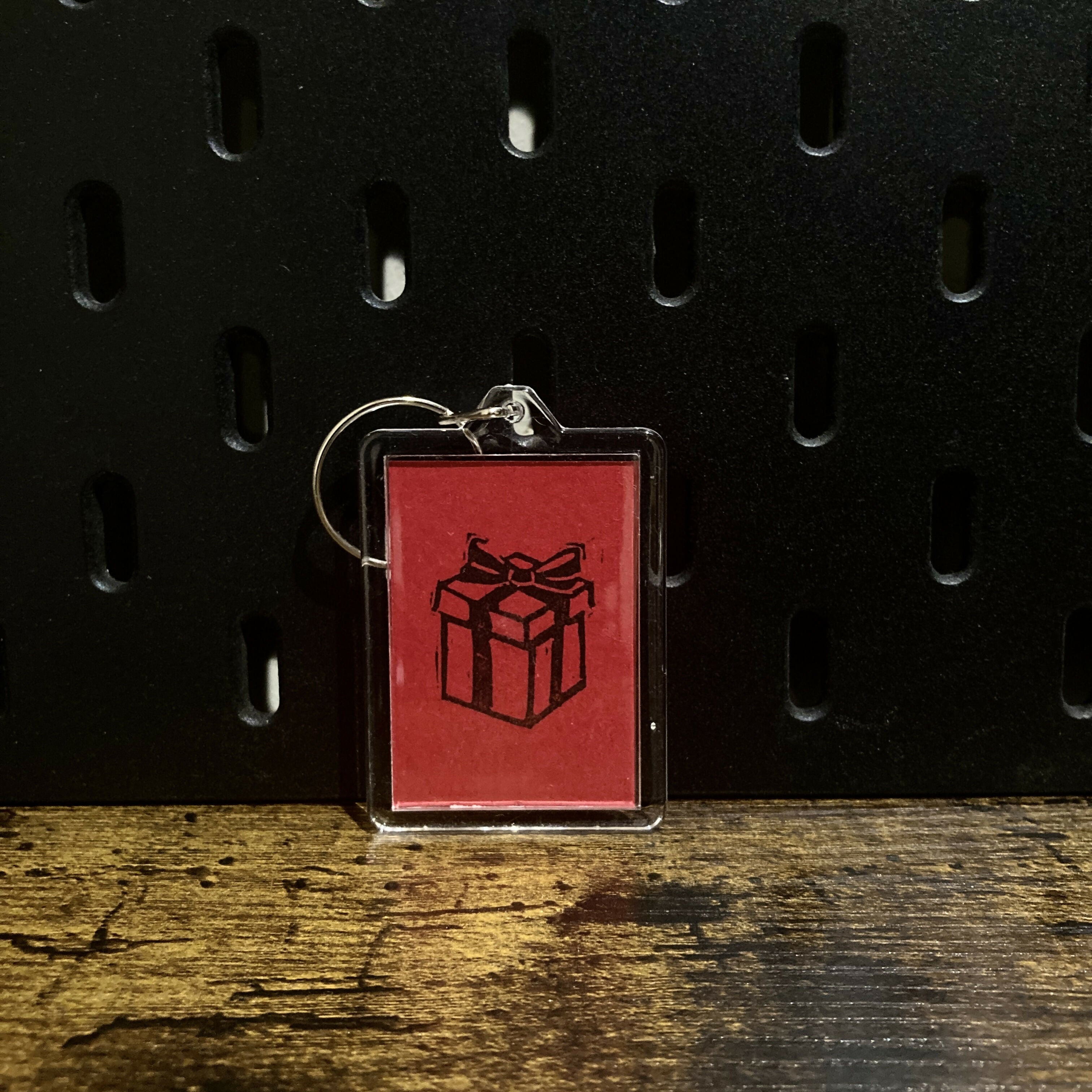 Keyring - Candy Cane/Present mini print