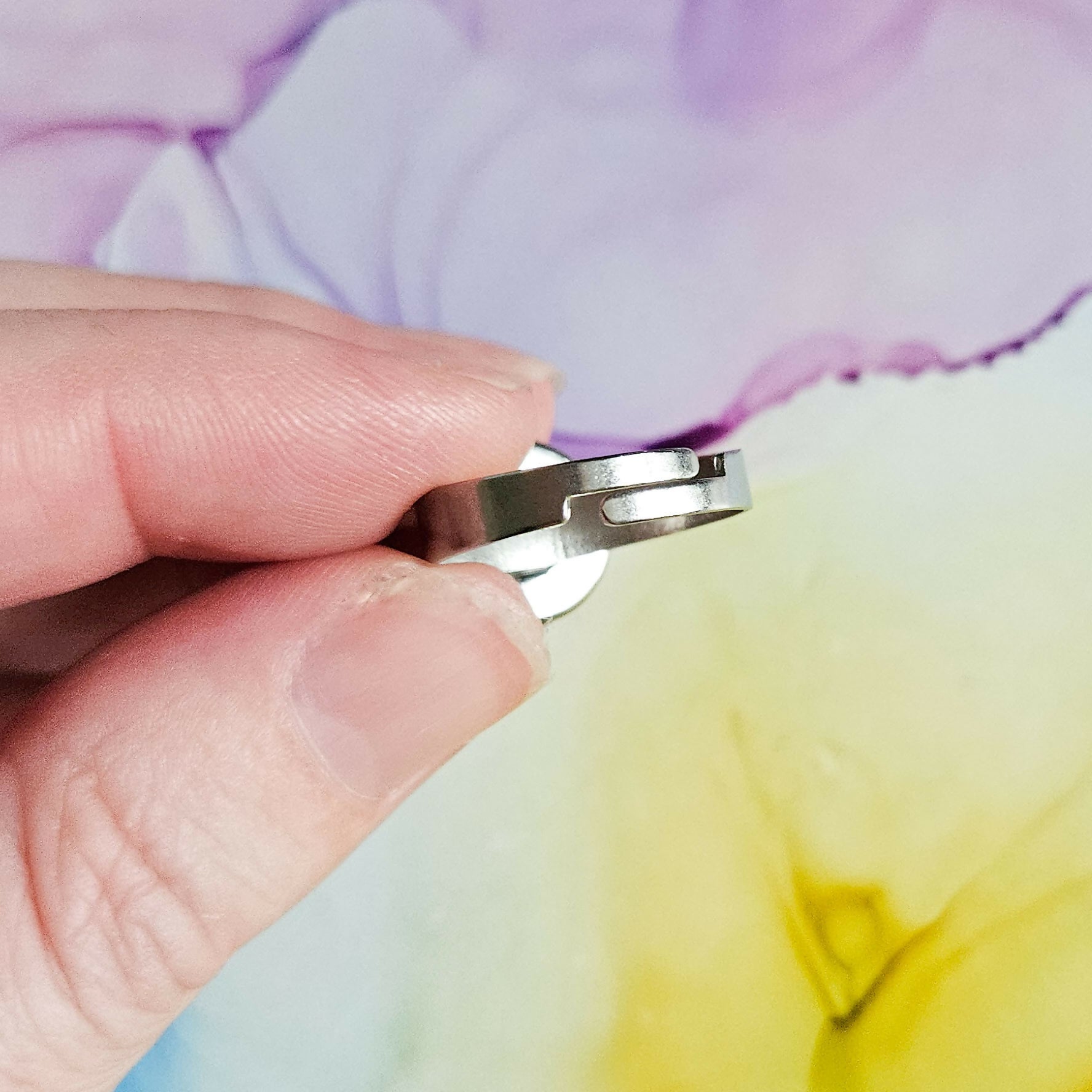 Handmade Pink And Red Leaf Resin And Stainless Steel Adjustable Ring