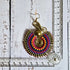 Rainbow Macrame Earrings: Gold Brass Spiral Boho Statement Earrings