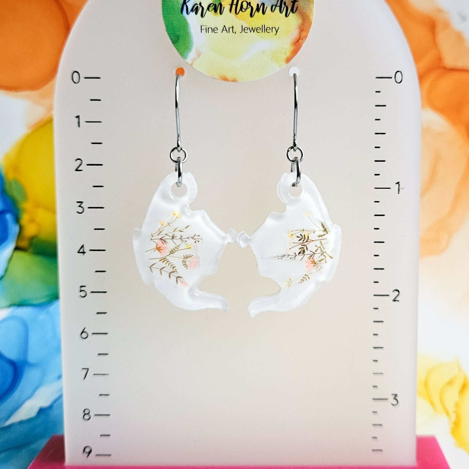 Handmade White Prairie Teapots Resin Earrings